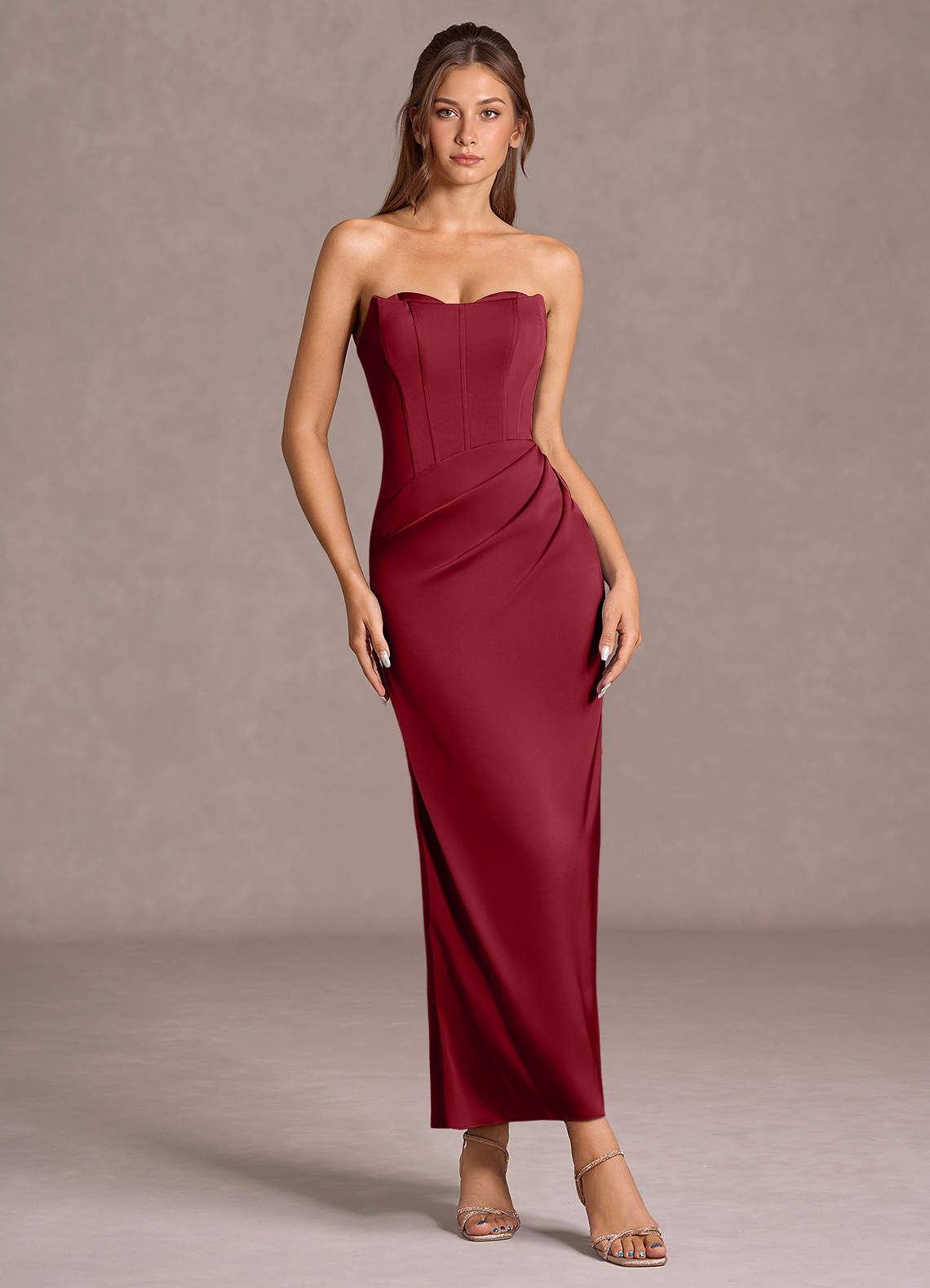 long gold dress with slit LaDivine CD773 Long Slit Beaded Prom Formal Dress