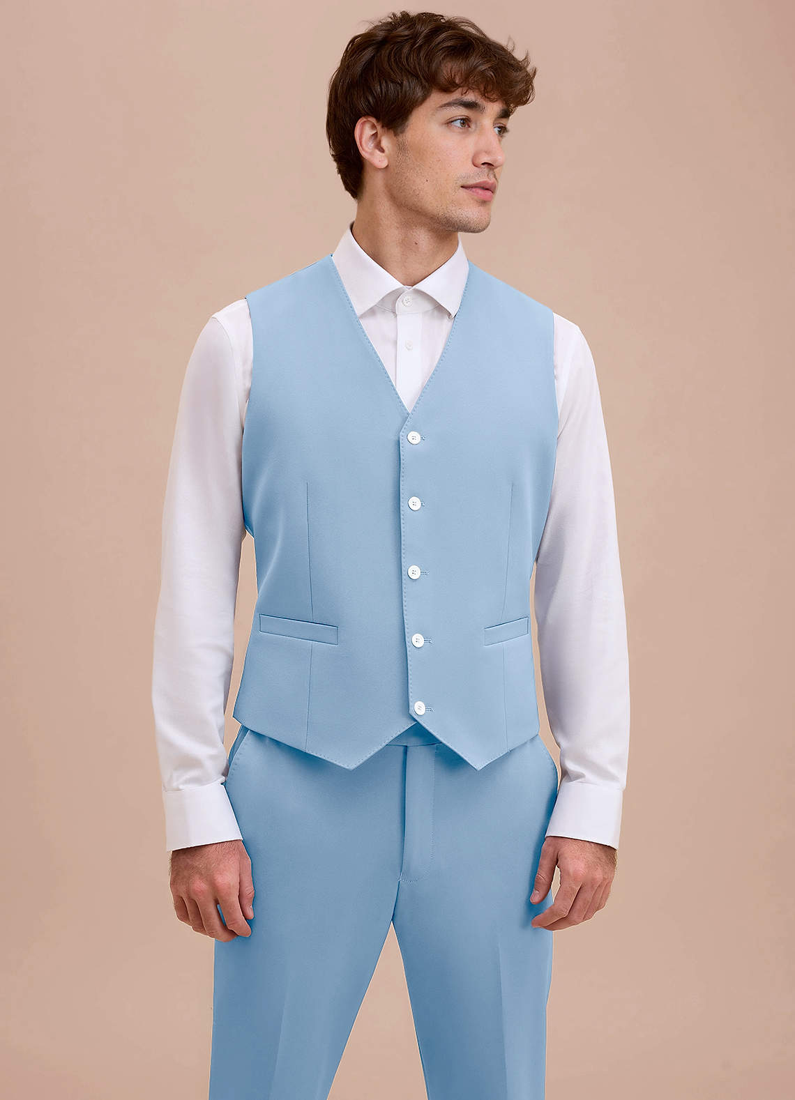 front Ethan Sky Blue Refined Weave Suit Vest