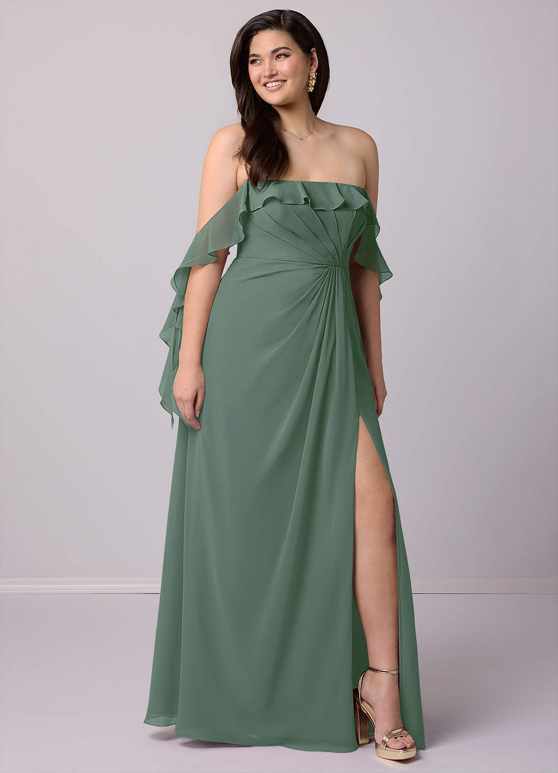 Barbie ♥ Azazie Bridesmaid Dresses A-Line Off the Shoulder Chiffon Floor-Length Dress image7