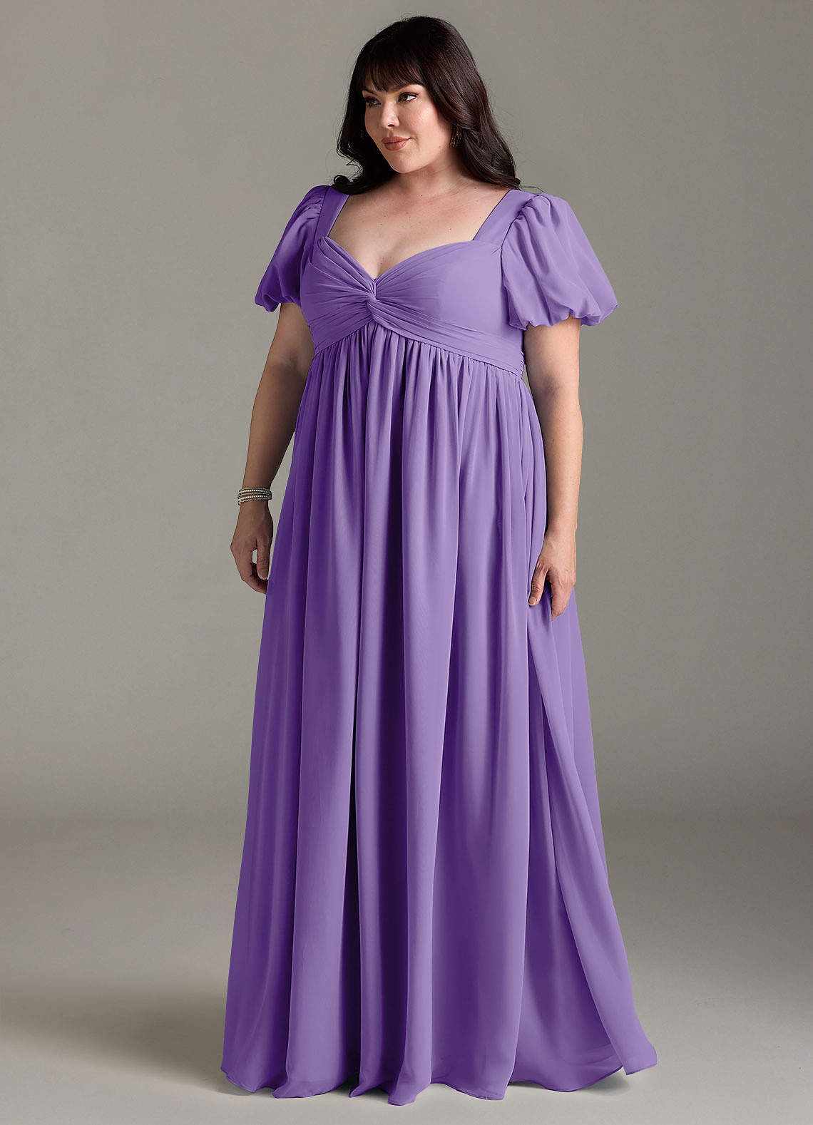 Azazie Madisynn vestidos de dama de honor de maternidad Vestido de Lazo Hasta el suelo Gasa image7