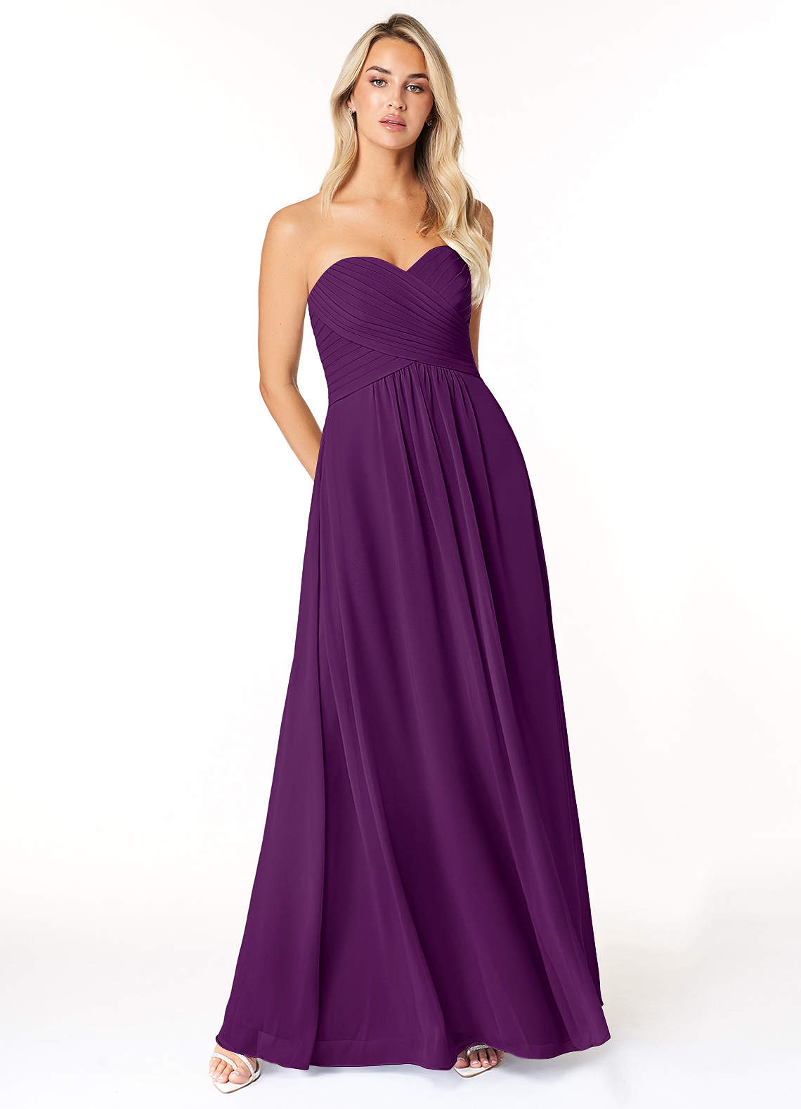 Azazie Yazmin Bridesmaid Dresses Grape A-Line Sweetheart Neckline Chiffon Convertible Dress image1