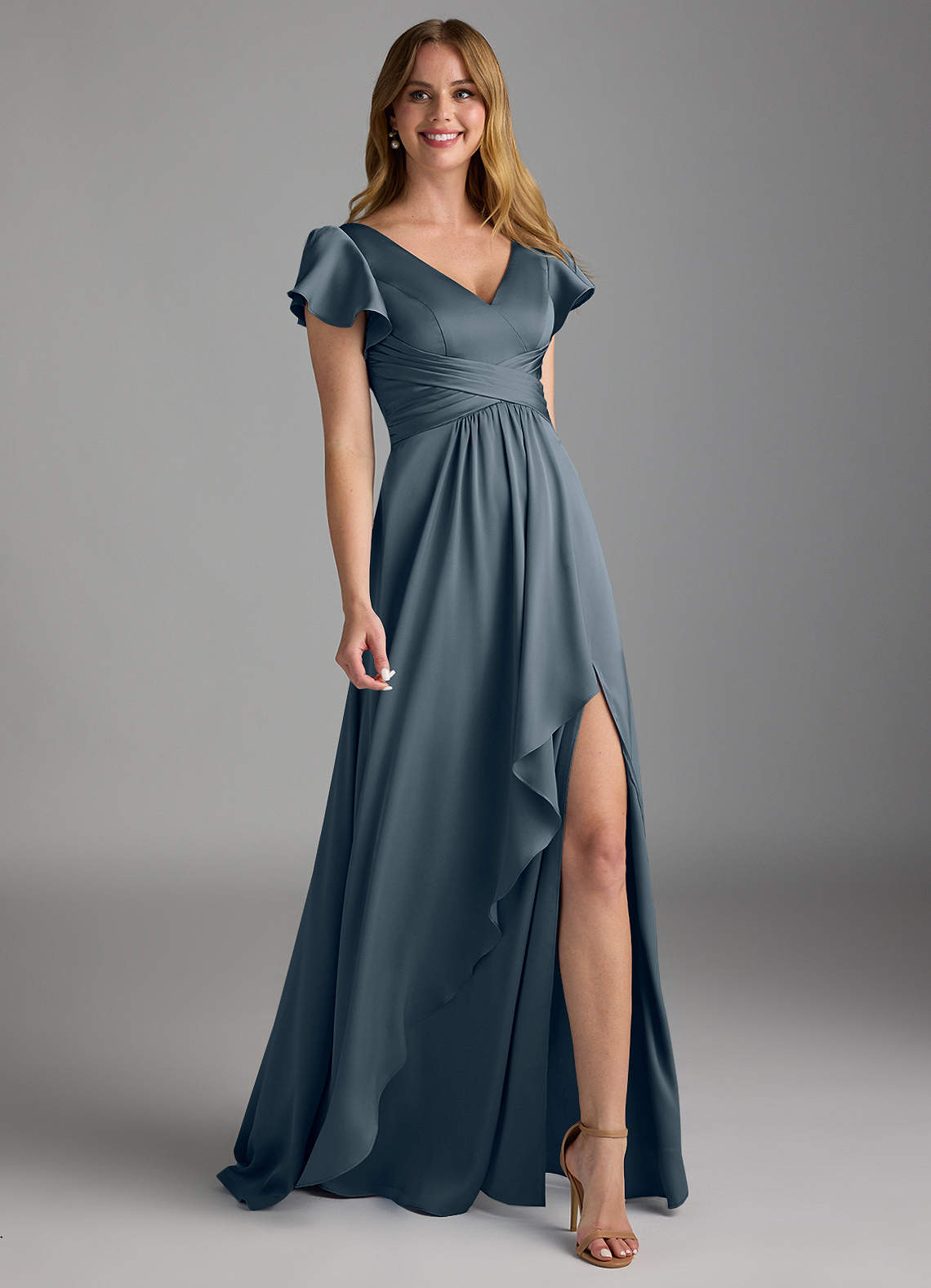 Azazie Omari Bridesmaid Dresses Twilight A-Line Stretch Satin Dress image1