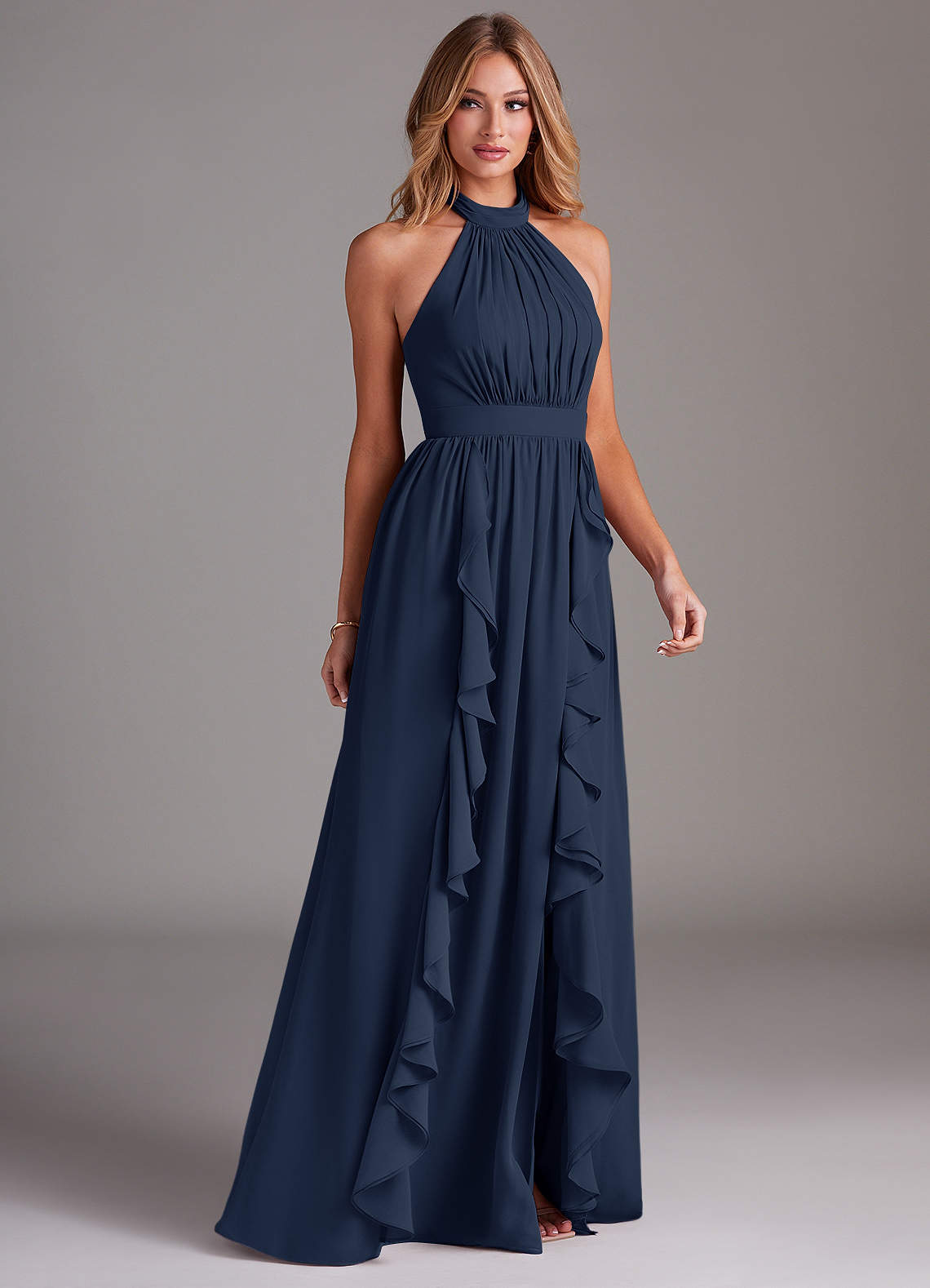 Azazie Avary Dark Navy Chiffon Bridesmaid Dresses | Azazie