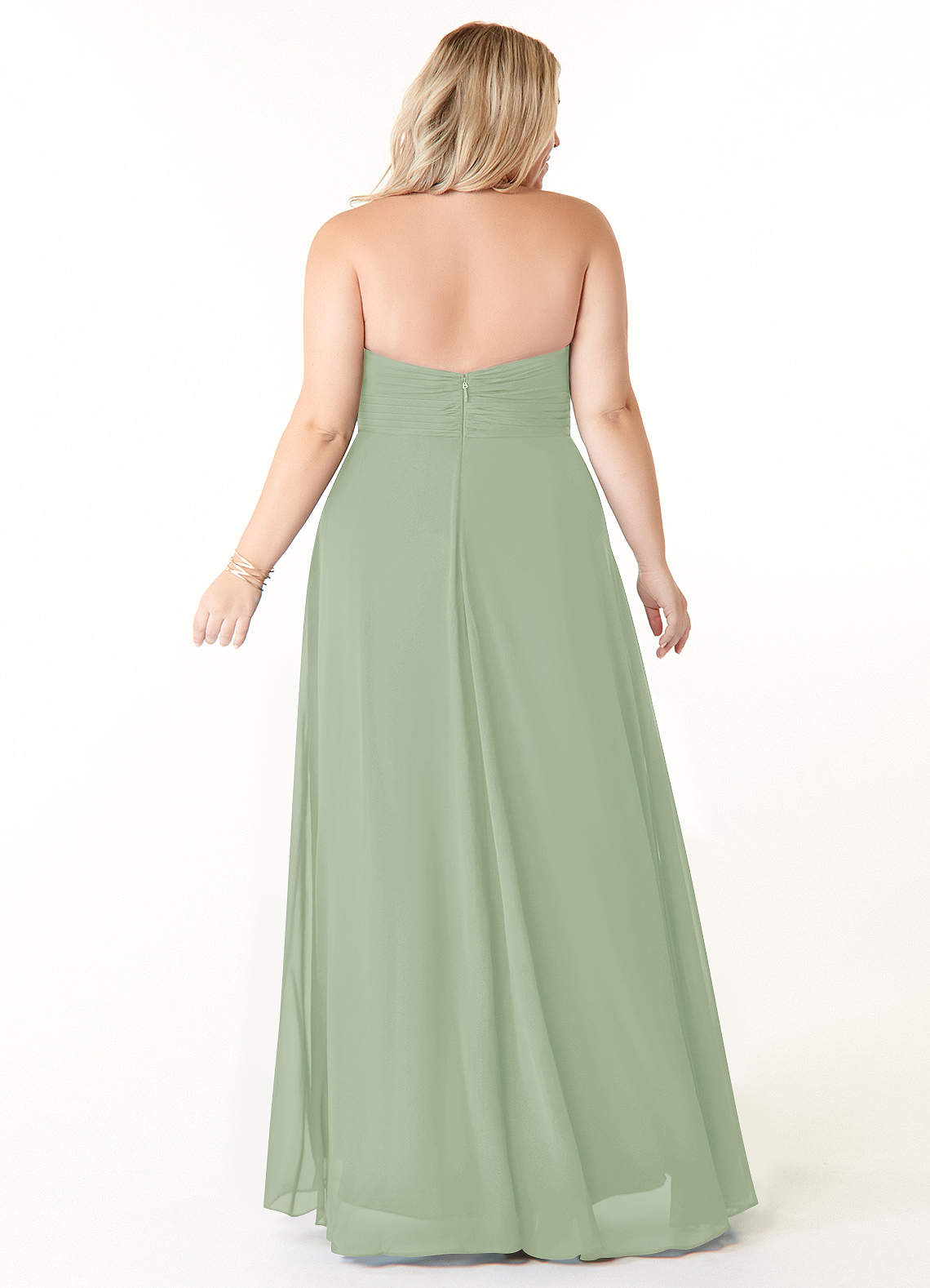Azazie Tessie Bridesmaid Dresses Dusty Sage A-Line V-Neck Pleated Chiffon Dress image6