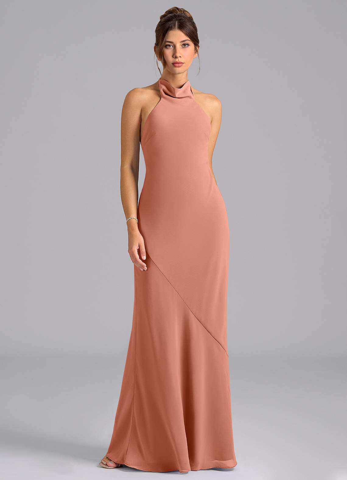 Azazie Velli Bridesmaid Dresses MAI TAI Mermaid High Neck Chiffon Dress image5