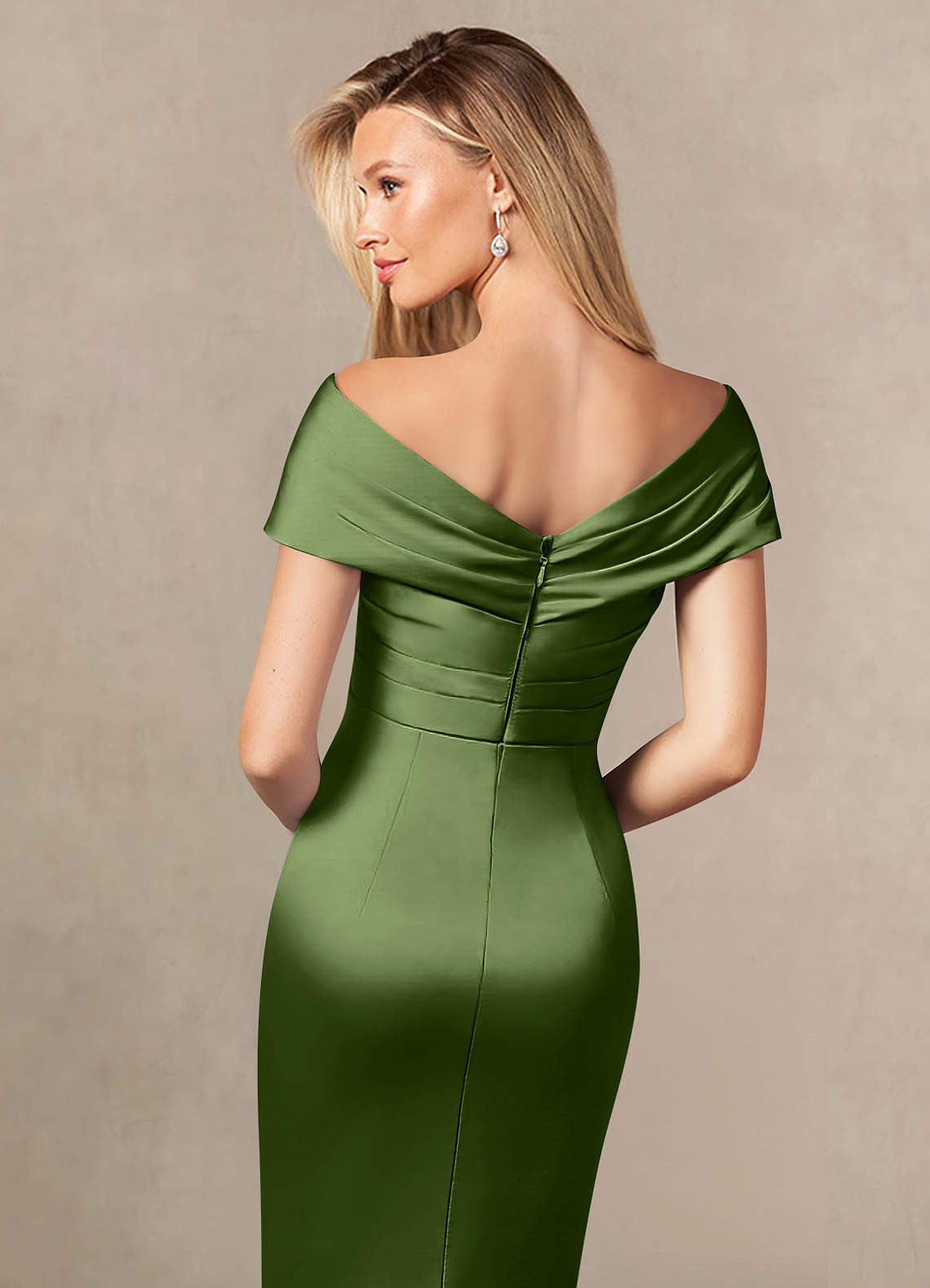 Azazie Ludlow vestidos de madre de la novia Vestido de Enebro de Satén Elástico de Sirena con Plisado image4