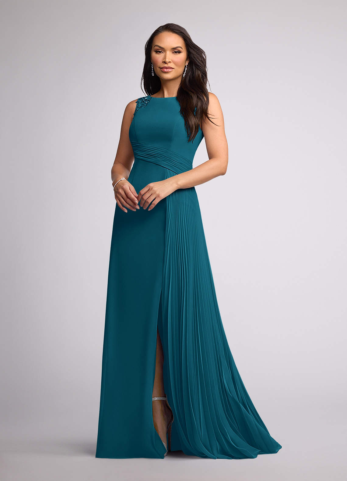 Azazie Galvan Mother of the Bride Dresses Ink Blue A-Line Sequins Chiffon Dress image1