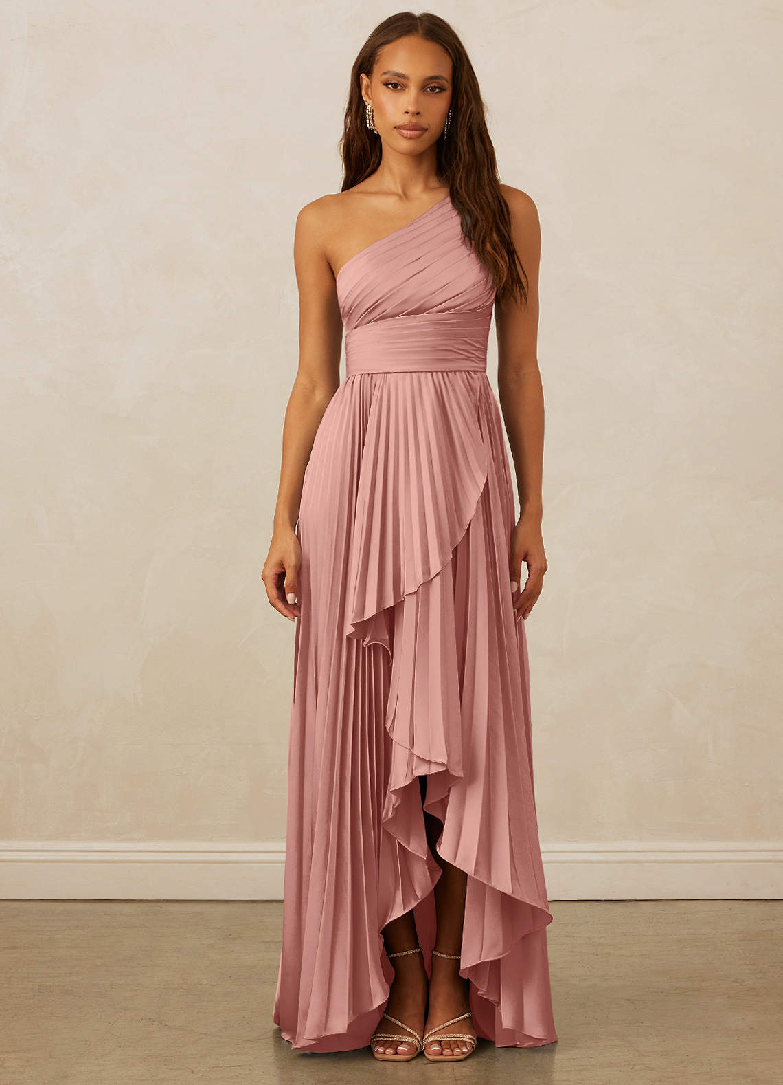 Christian Siriano Bridal for Azazie 1008 Bridesmaid Dresses Rosette A-Line One Shoulder Stretch Satin Dress image1