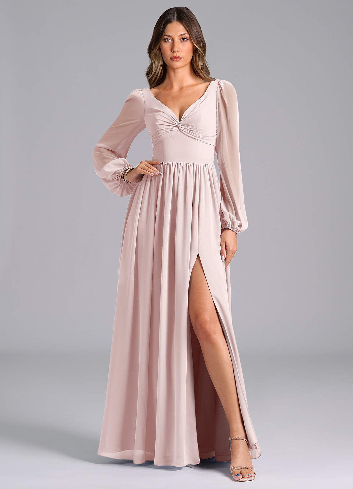 chinese dress ladies Sheath-Column Floor Length Ombre Chiffon Bridesmaid Dress COCOMELODY COZF17014, Meadow main image 0