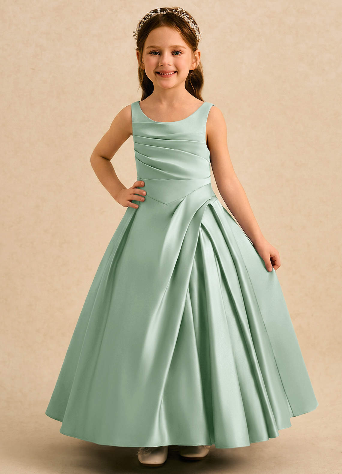 audrey bridesmaid dress AW.Bridal A-line Square Neckline Floor Length Sleeveless Spaghetti Straps Chiffon Wedding Guest Dresses Pearl Pink Size 8