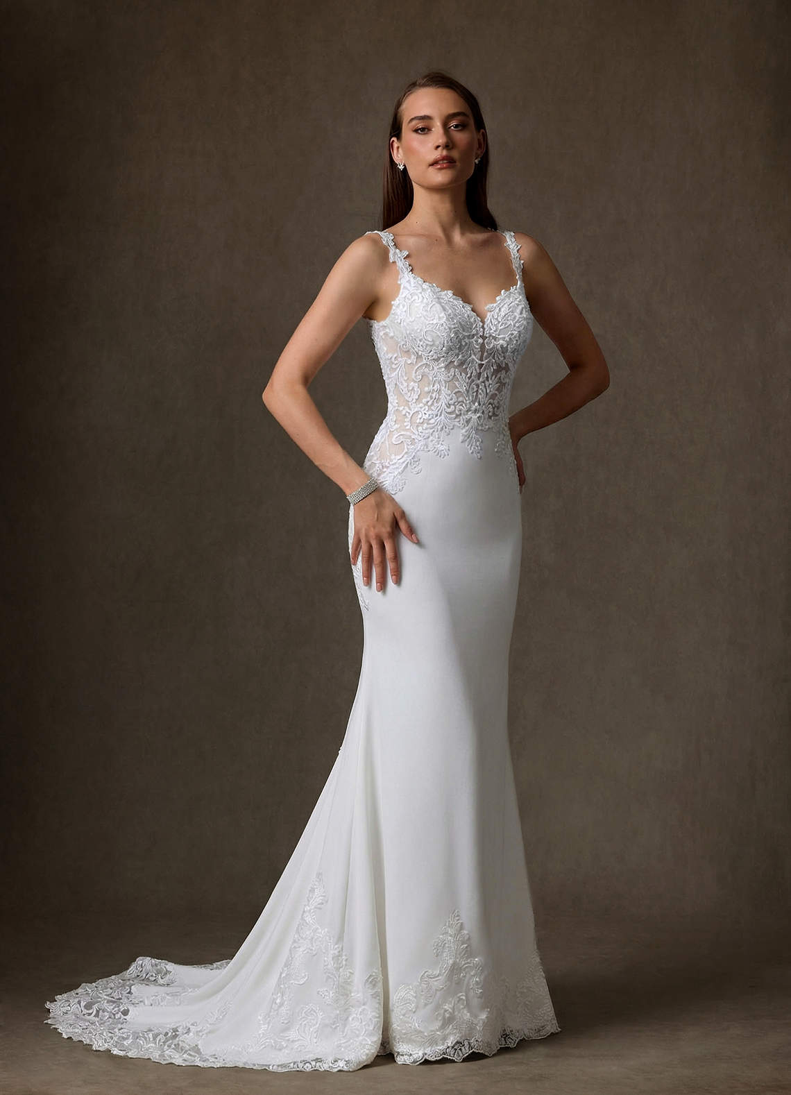 Azazie Isadora Robes de mariée Robe Sirène en Dentelle Blanc De Diamant image11