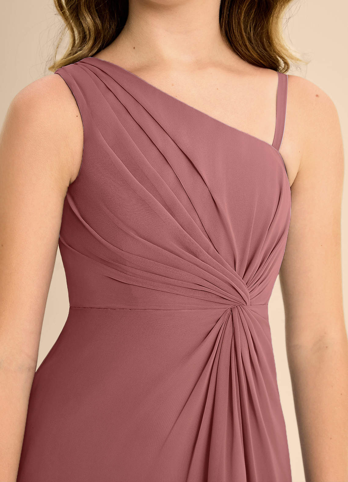 Azazie Brooke Junior Abito A-Line in Chiffon Spacco Laterale Ametista image6