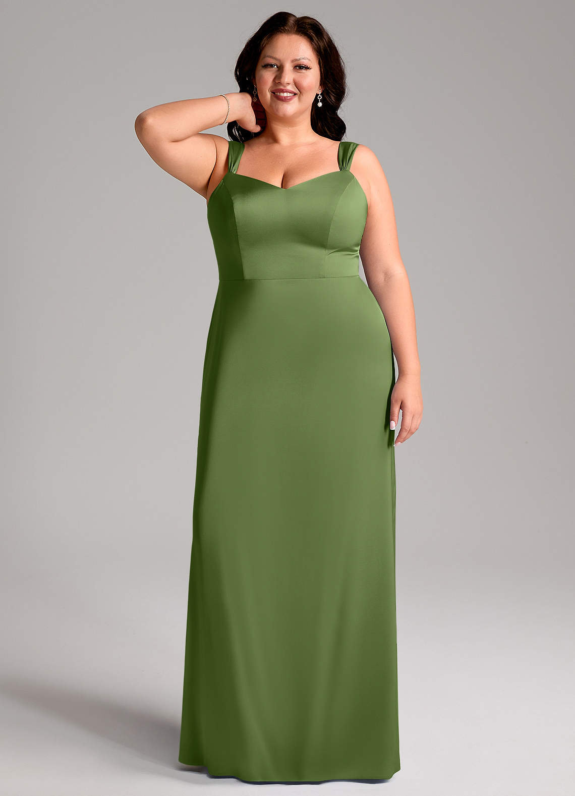 Azazie Denice Suknie dla druhen Osłona Pofałdowany Satyna elastyczna Do ziemi Sukienka image8