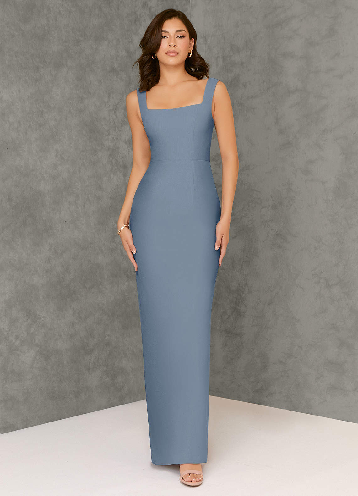 Azazie Flori Bridesmaid Dresses Twilight Sheath Square Neckline Chiffon Dress image1