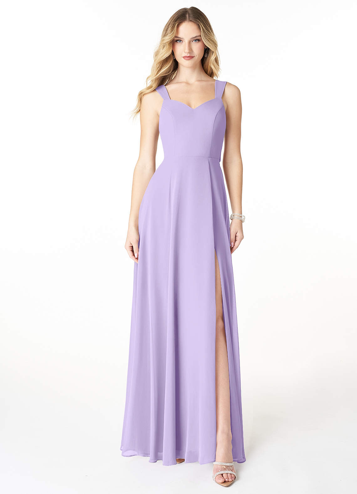 Azazie Julie Bridesmaid Dresses Lilac A-Line Sweetheart Neckline Chiffon Dress image1