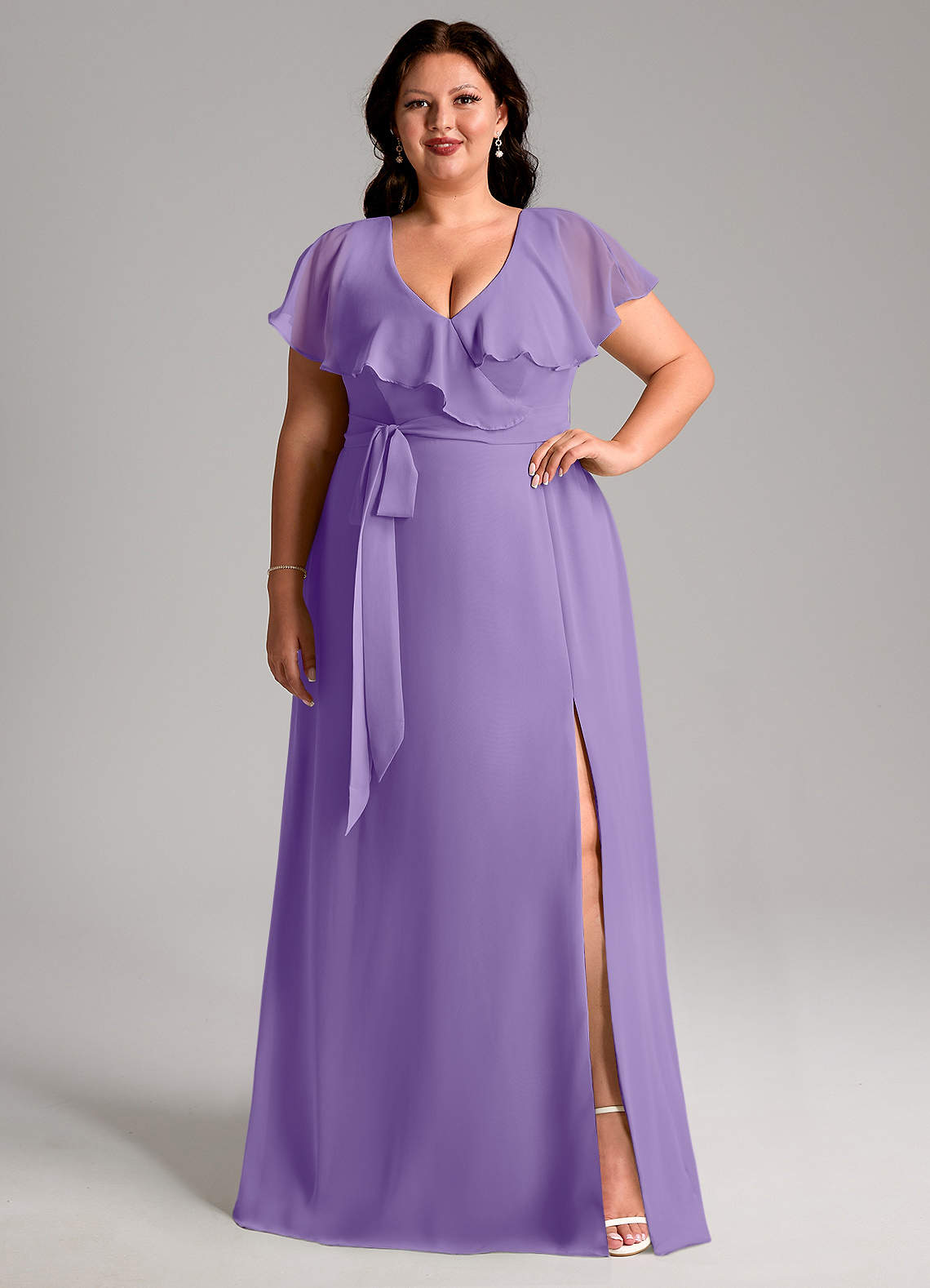 Azazie Lainey Bridesmaid Dresses Tahiti A-Line with Pockets Chiffon Dress image1