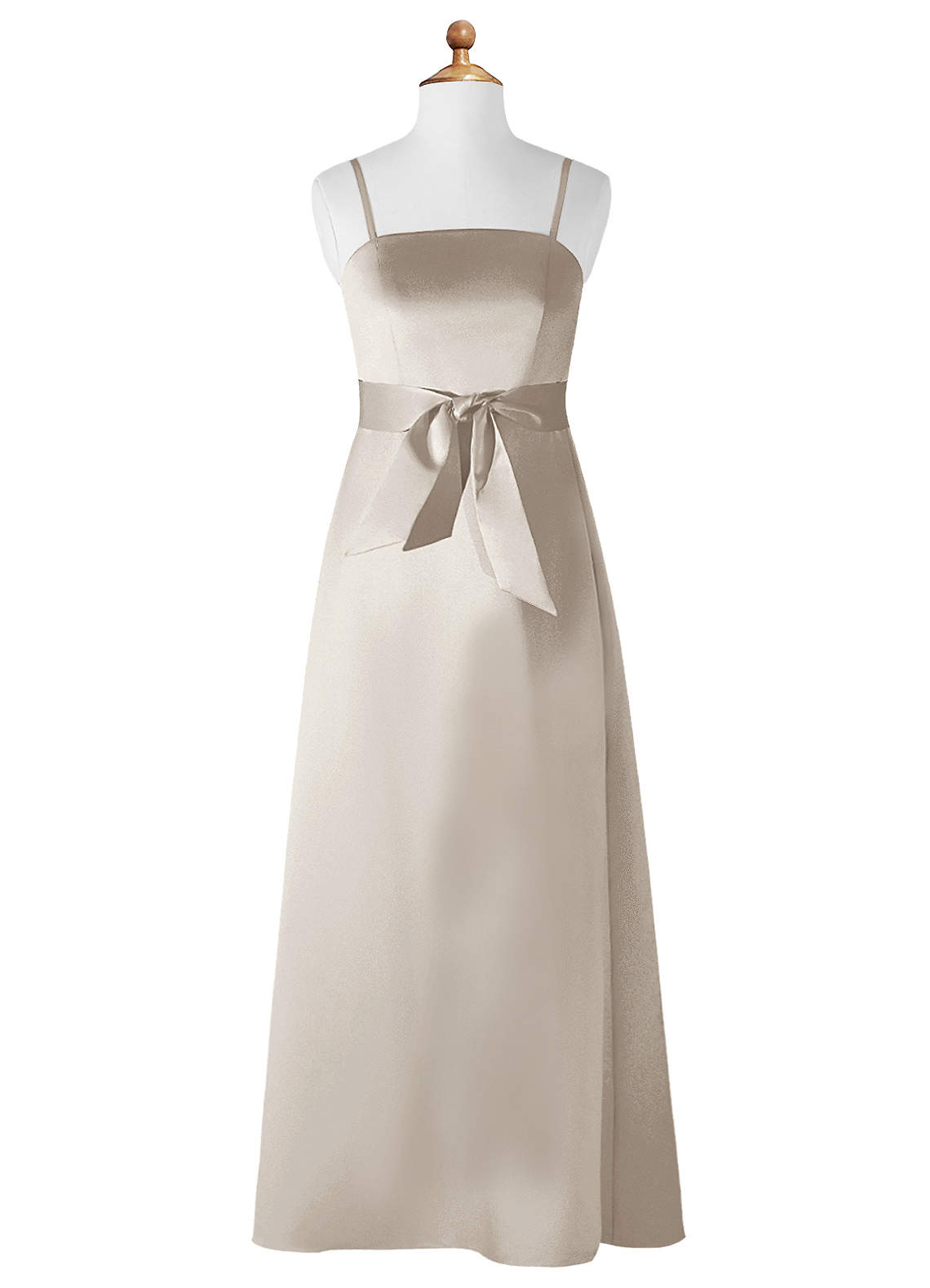 Azazie Anina A-Line Bow Matte Satin Floor-Length Junior Bridesmaid Dress image1