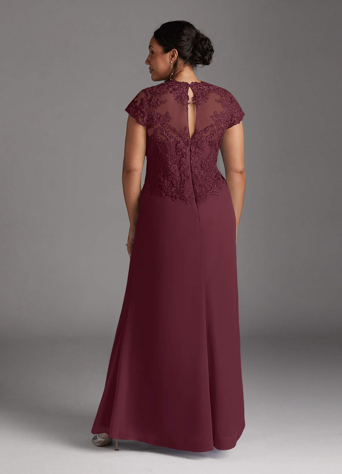 Azazie Junie Mother of the Bride Dresses Cabernet A-Line Lace Chiffon Dress image1