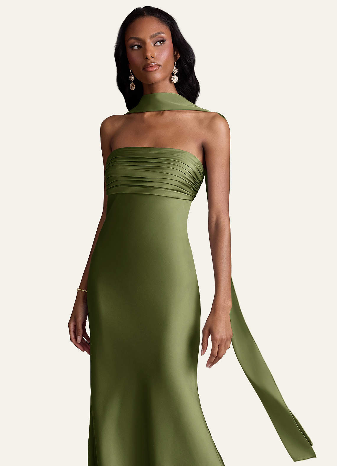 front Azazie Matching Color Stretch Satin Scarf