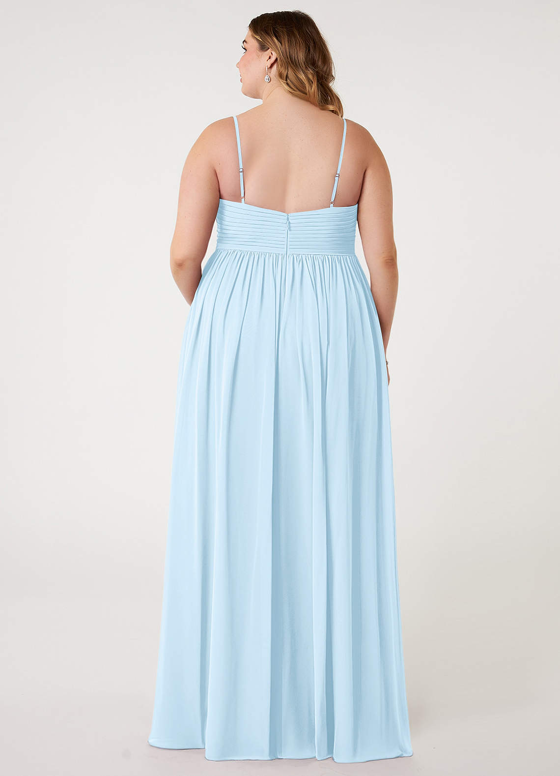 Azazie Alia Bridesmaid Dresses Sky Blue A-Line Pleated Chiffon Dress image6