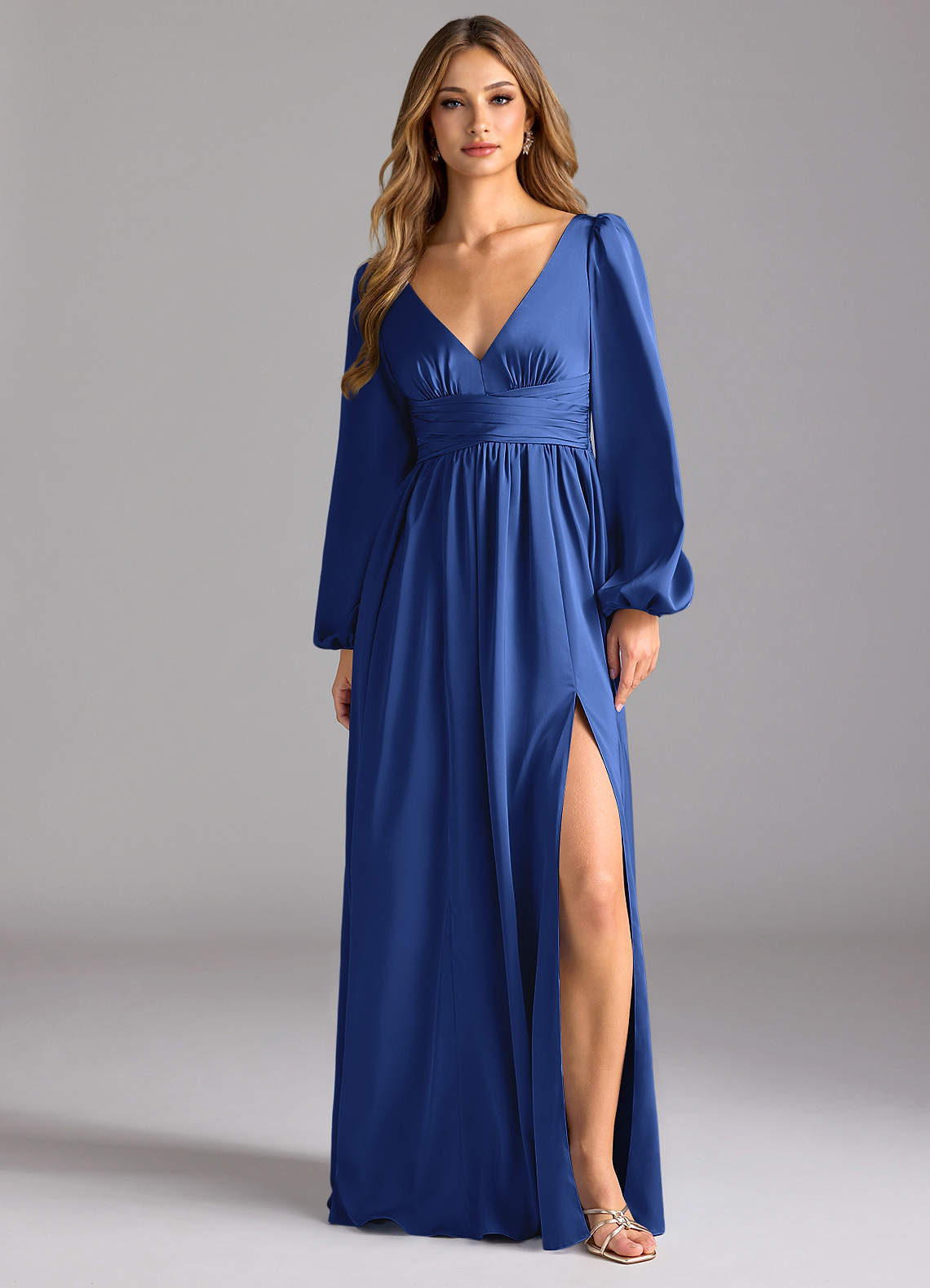 Azazie Norah Bridesmaid Dresses Royal Blue A-Line Stretch Satin Dress image1