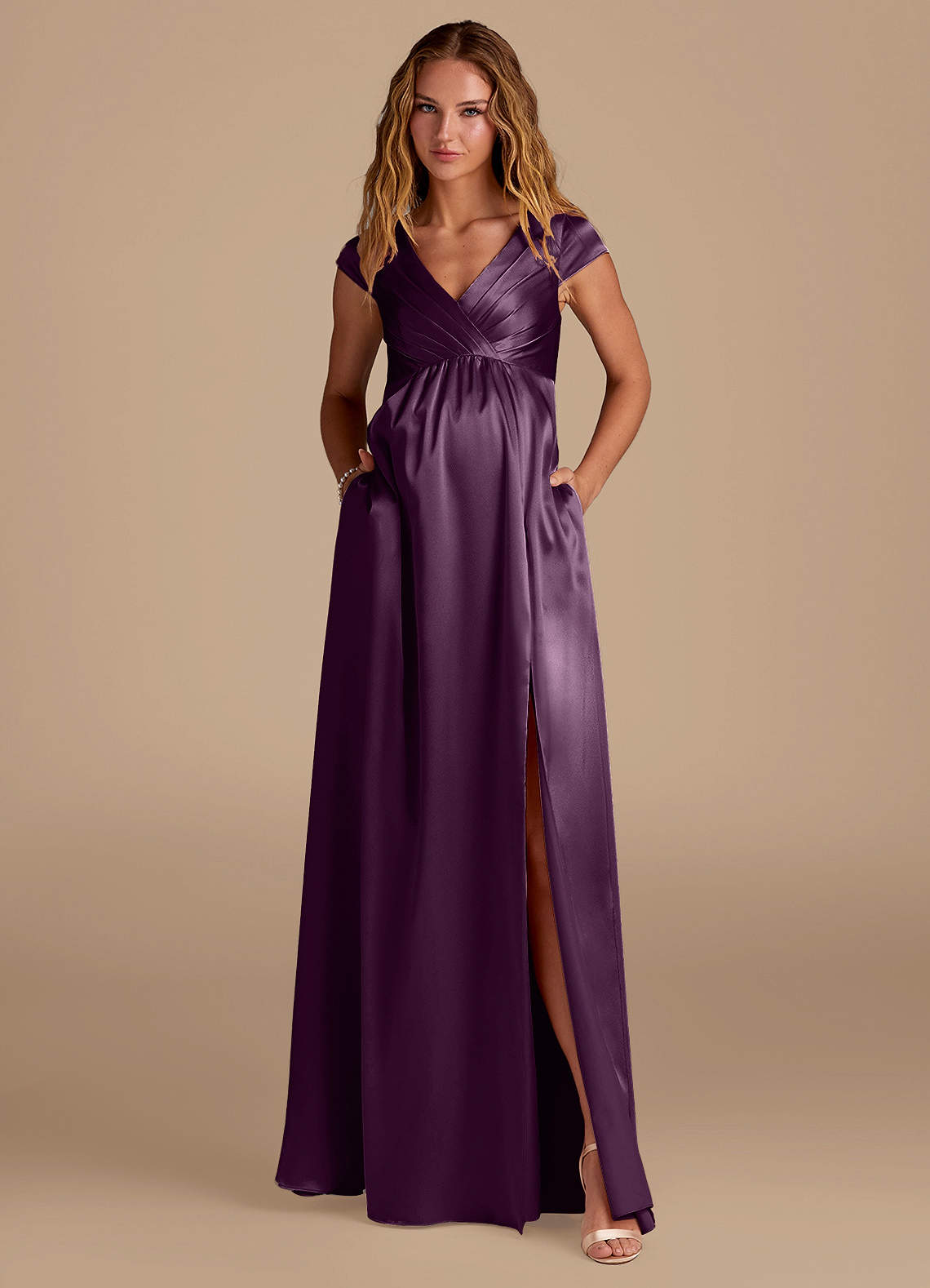 bridesmaid navy dresses Dark Navy Bridesmaid Dress,Mother Dress with Sleeves,Long Bridesmaid Dress,BD00195, US22W / Dark Navy main image 0