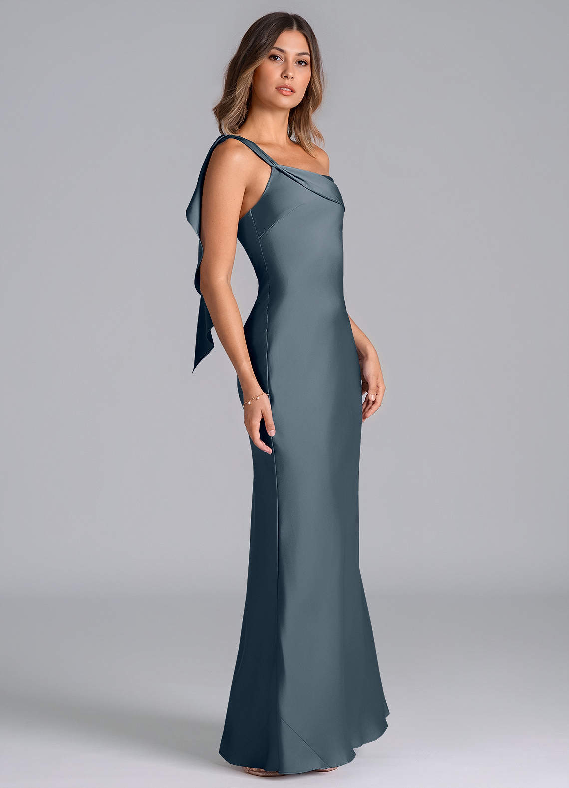 grey mermaid bridesmaid dresses Grace Back Cow Collar Neck Light Grey Mermaid Bridesmaids Dresses ARD2485