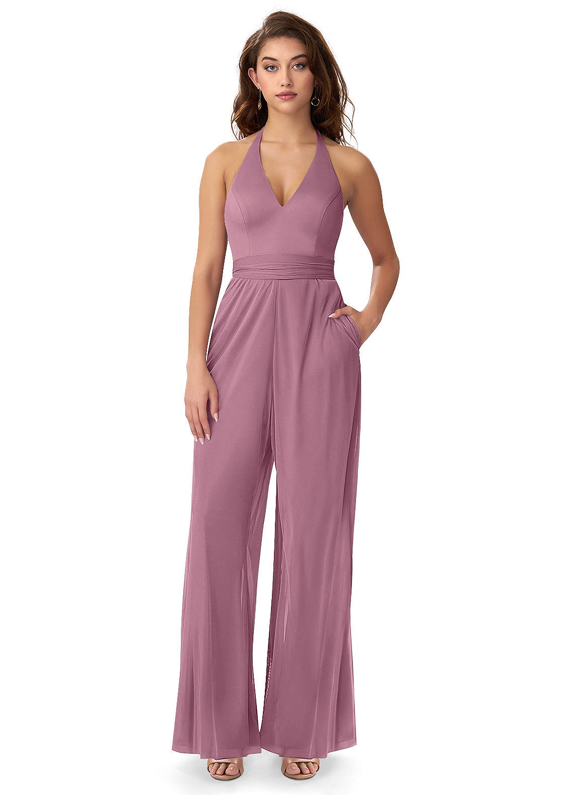 Vintage Mauve Azazie Dua Jumpsuit Bridesmaid Dresses | Azazie