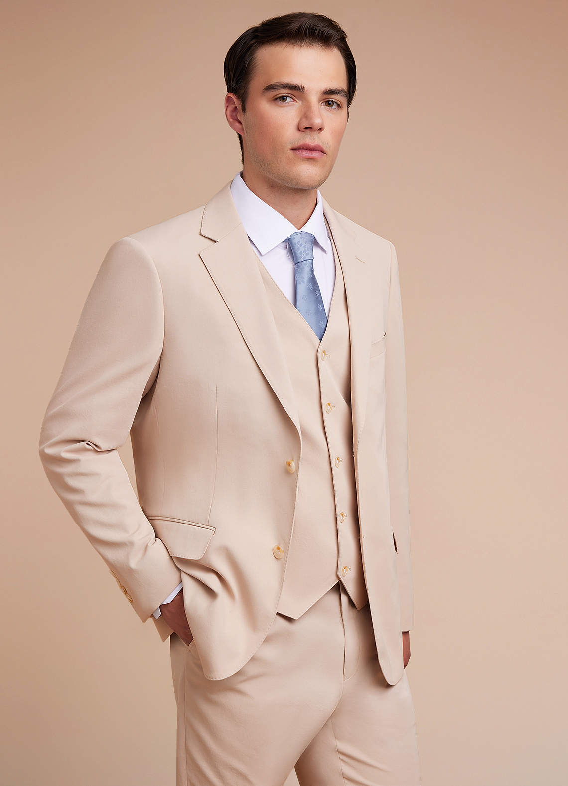 front Carter Tan Cotton Linen Blend Suit Jacket
