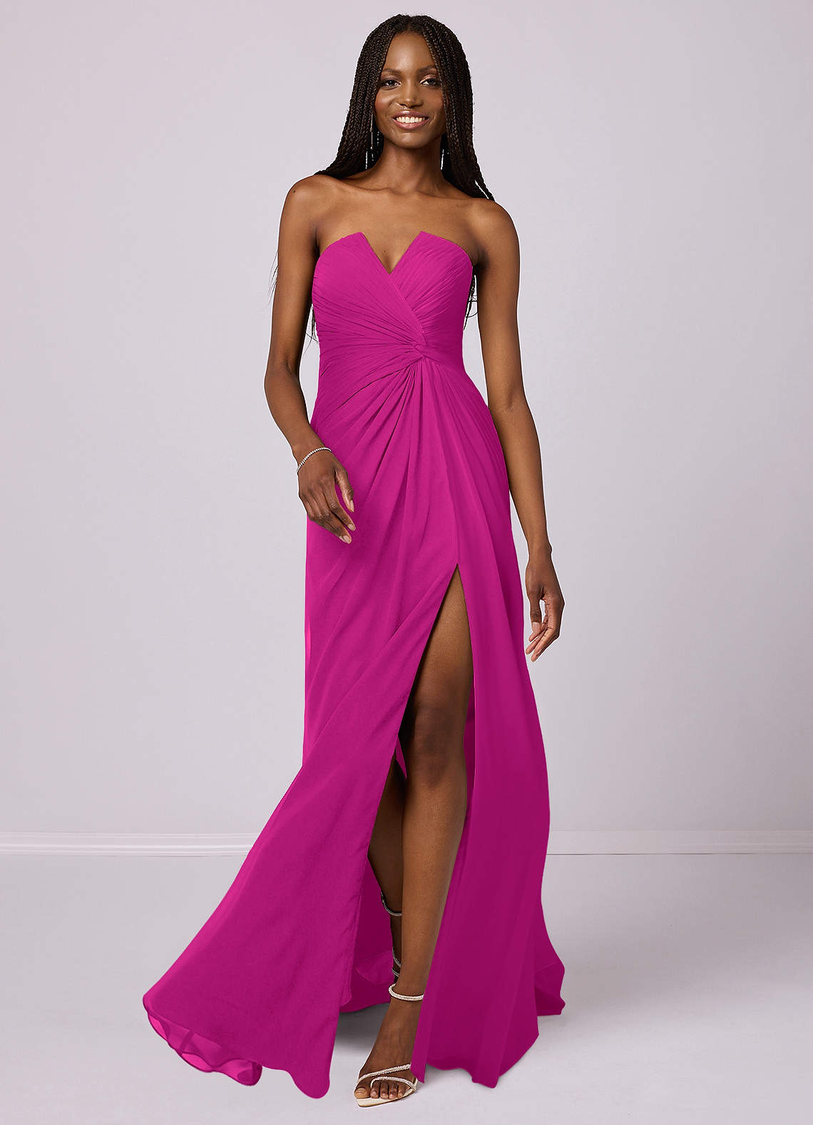 バレエ type P capsleeve azalee pink daia Jr.M Barbie™ ❤ AZAZIE 1028 Ready to Ship Fuchsia Chiffon Bridesmaid