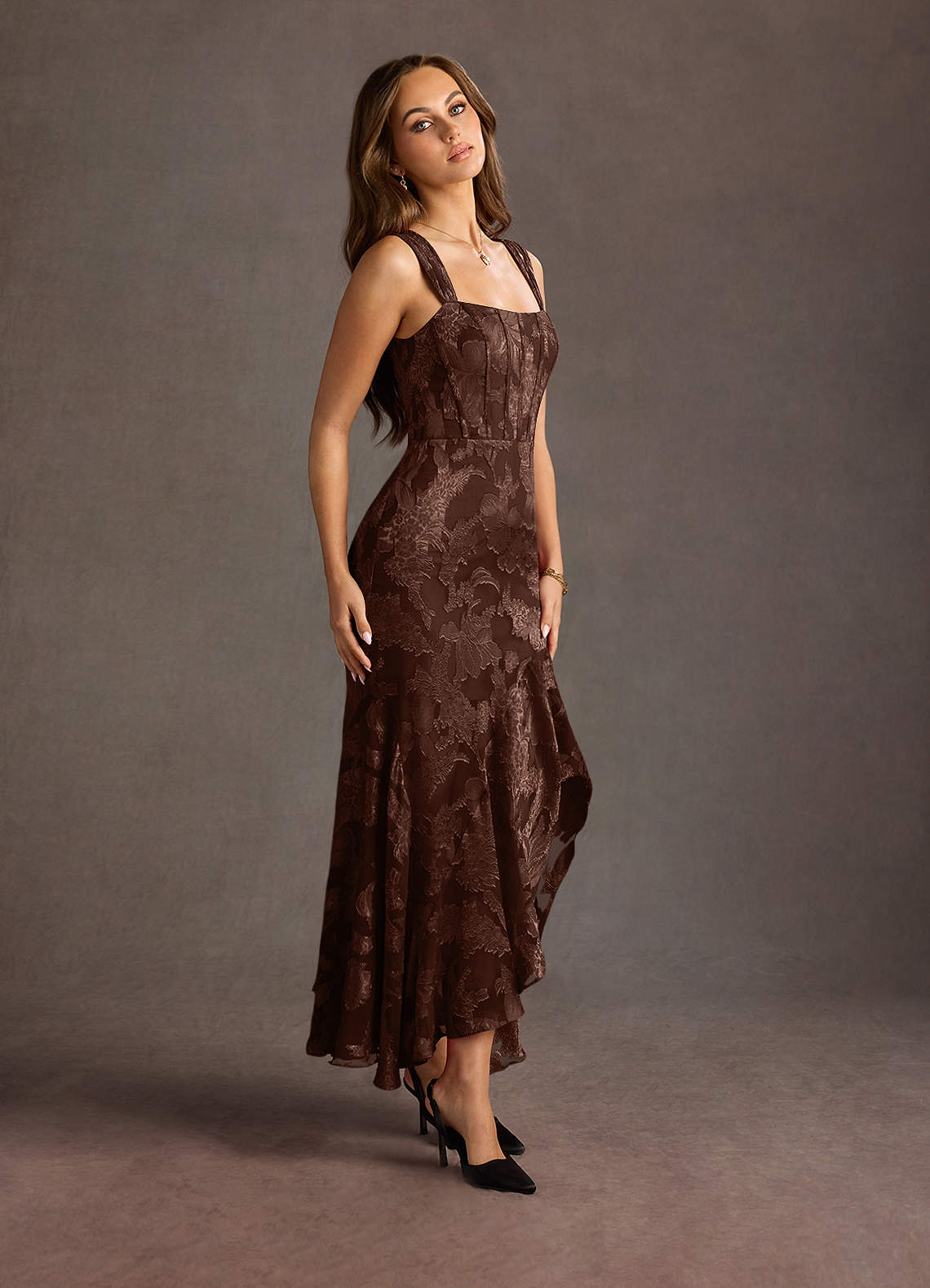 Remi Mocha Coco Maxi Dress | Azazie