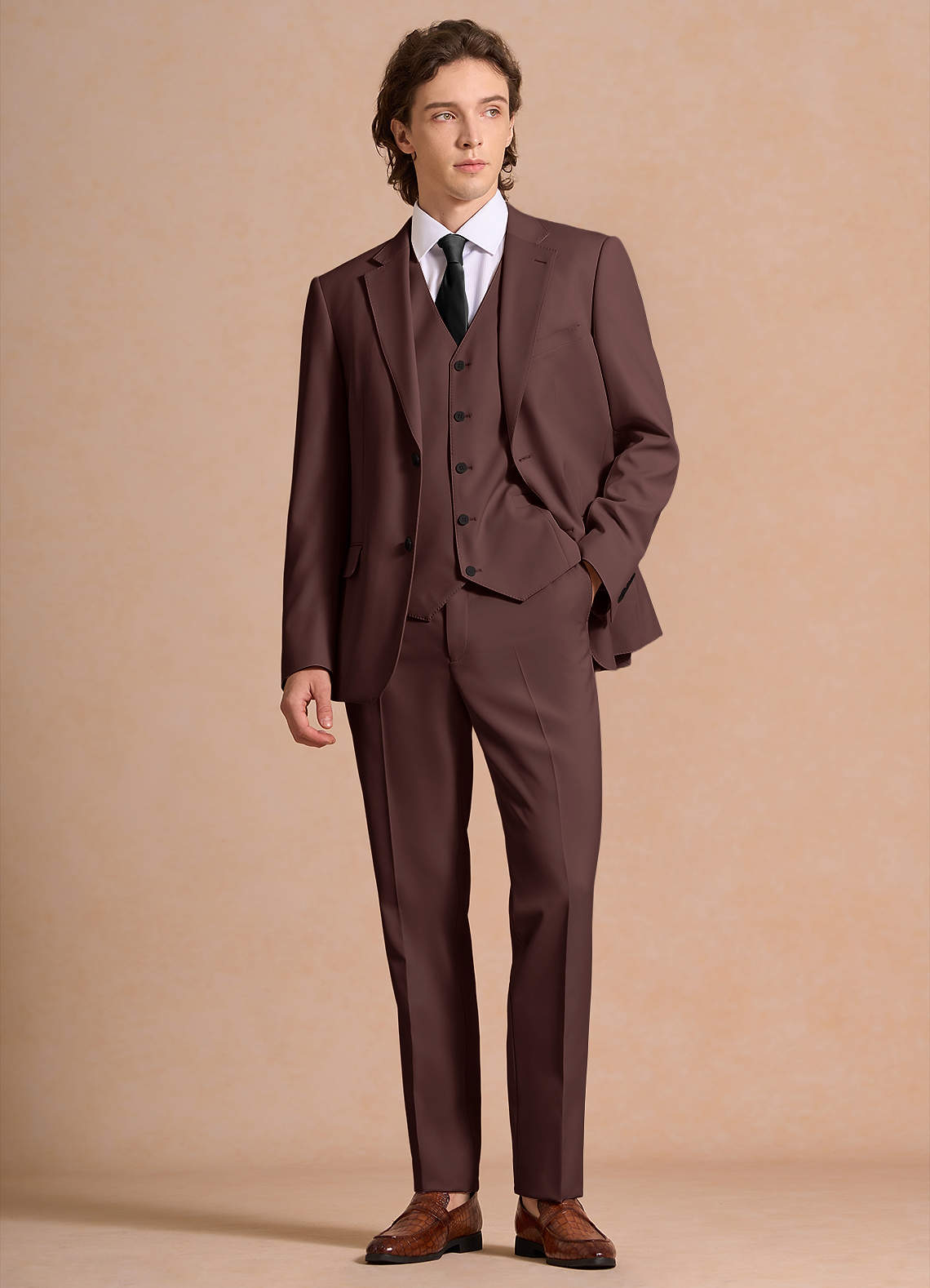 front James Espresso Structured Stretch Dress Pants
