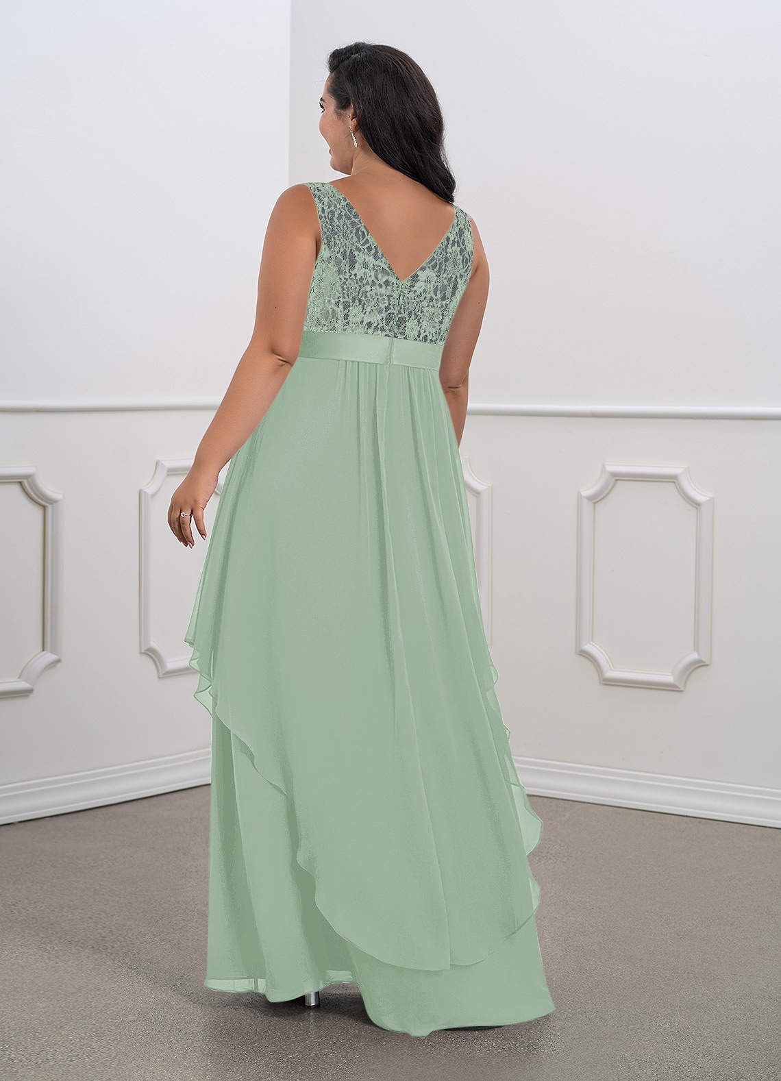 Azazie Xella Mother of the Bride Dresses Agave A-Line Lace Chiffon Dress image7