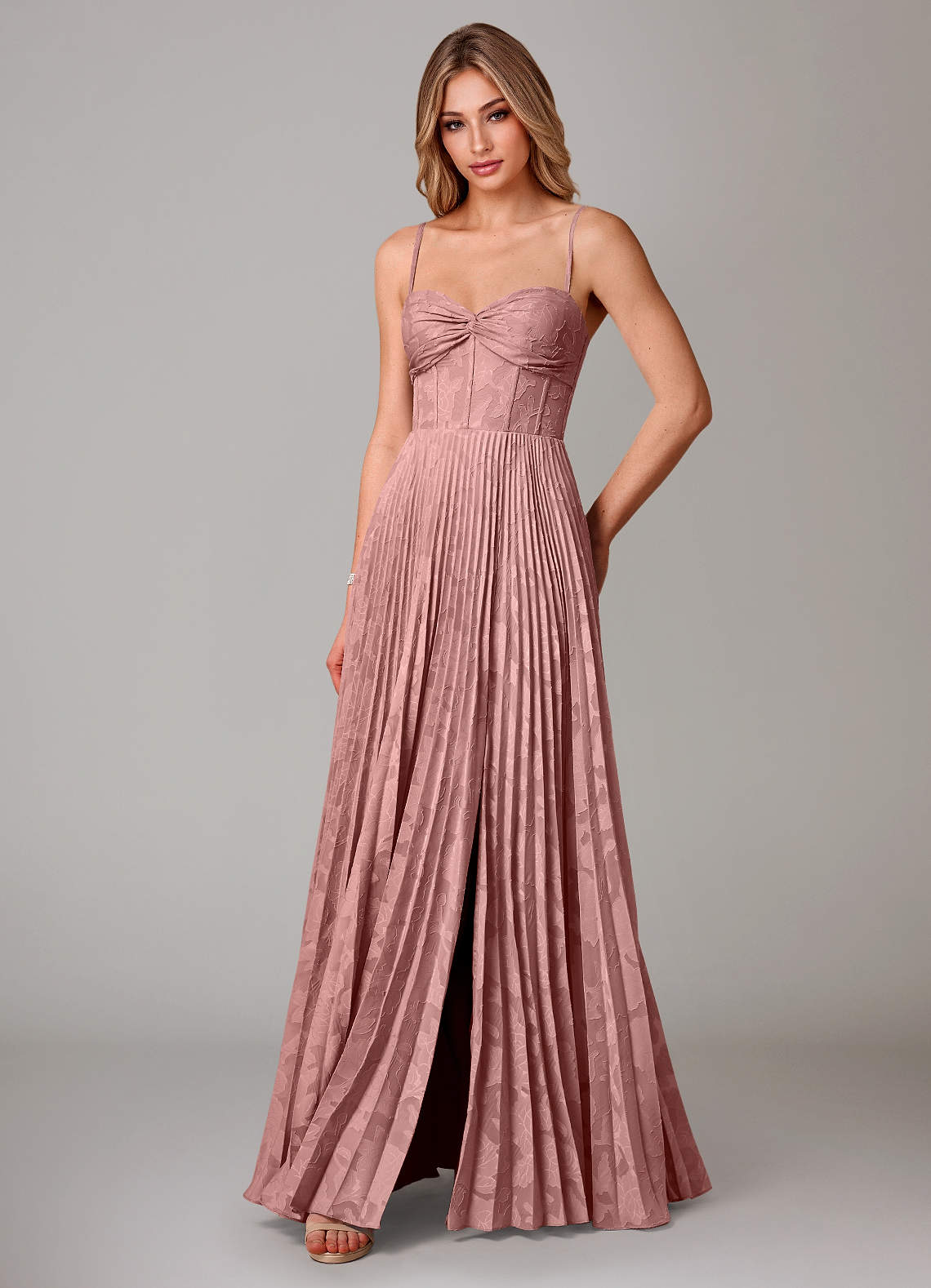 Azazie Akiko Kleider zum Anprobieren zu Hause A-Linie Herzausschnitt Blumen-Burnout Kleid Dunkelmarine image3