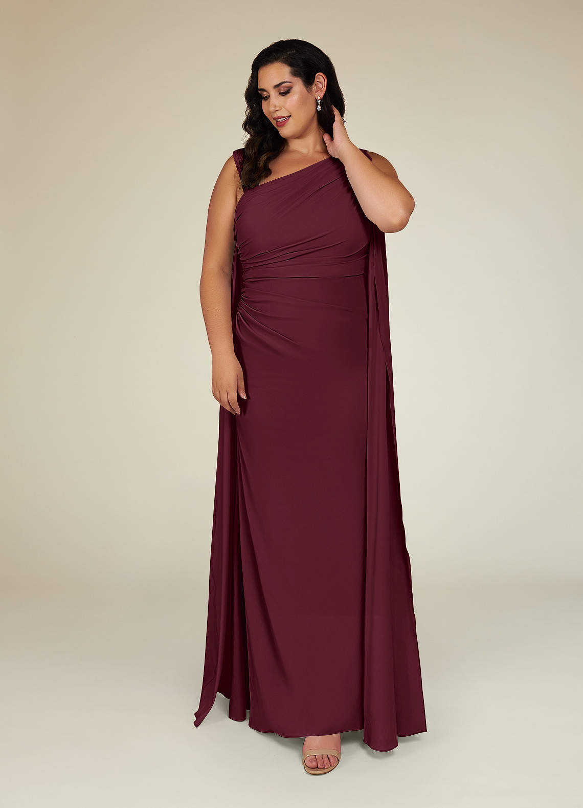 Azazie Franchesca Mother of the Bride Dresses Cabernet Mermaid Pleated Stretch Chiffon Dress image1