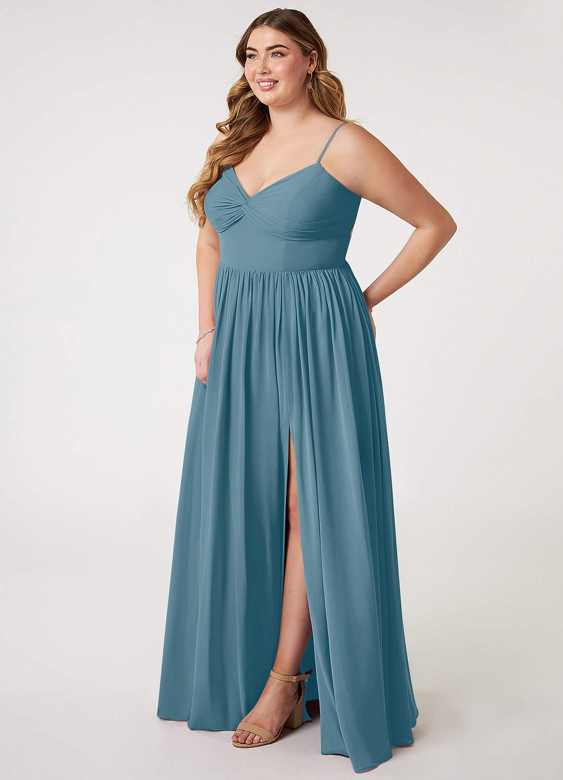 Azazie Zeya Bridesmaid Dresses Bermuda A-Line V-Neck Pleated Chiffon Dress image7