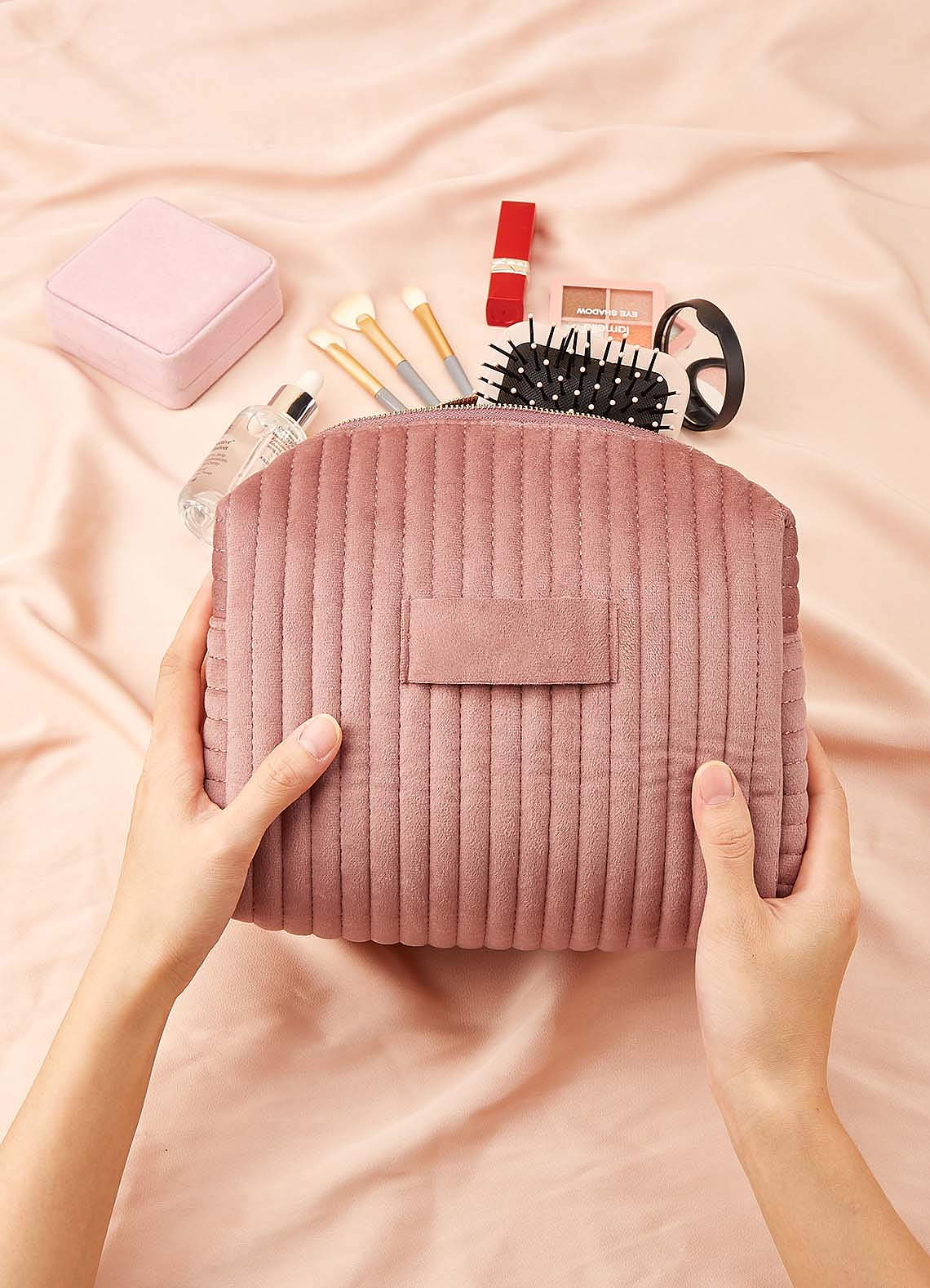 front Velvet Makeup Bag
