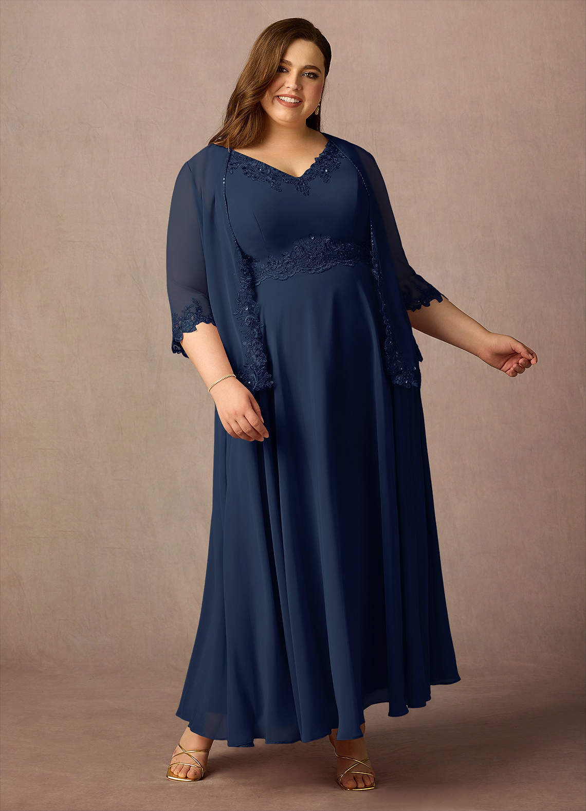 Azazie Devana Mother of the Bride Dresses Dark Navy A-Line Sequins Chiffon Dress image2