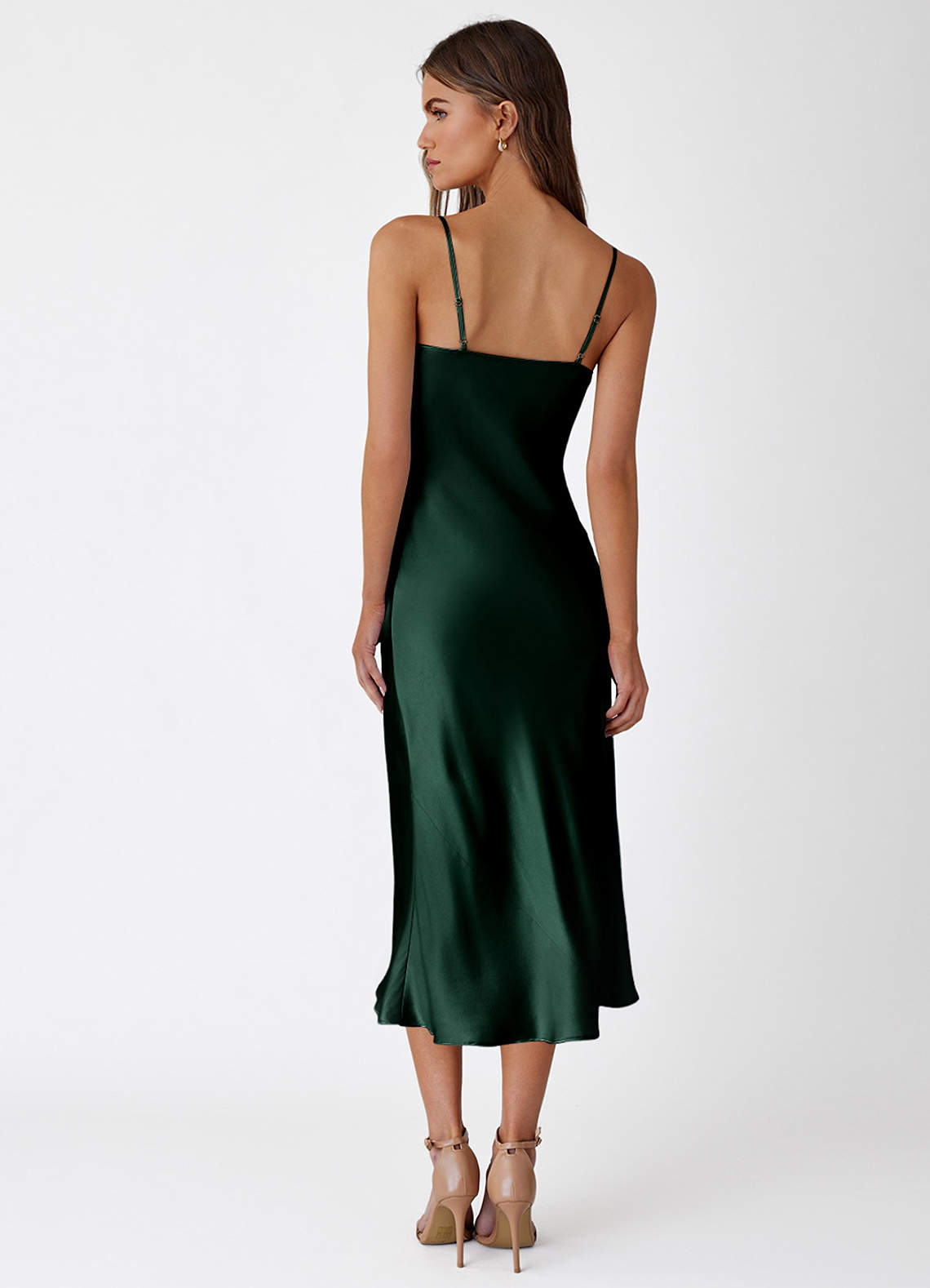 Thalassa Forest Green 100% Washable Silk Slip Dress | Azazie UK Thalassa Forest Green 100% Washable Silk Slip Dress | Azazie UK
