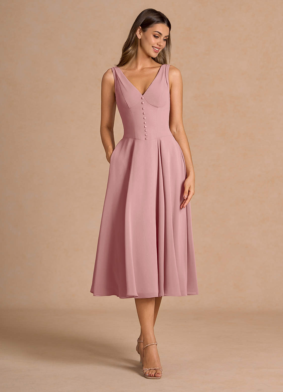 open lace back dress Light Pink Off Shoulder Knee Length Bridesmaid Dress, Pink Satin Homec   Cutedressy
