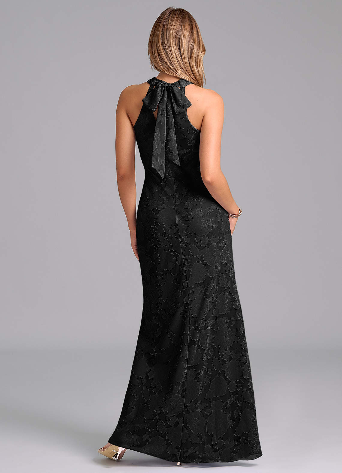 Azazie Mermaid Halter Neck Floor-Length Tulle Bridesmaid Dresses - Black