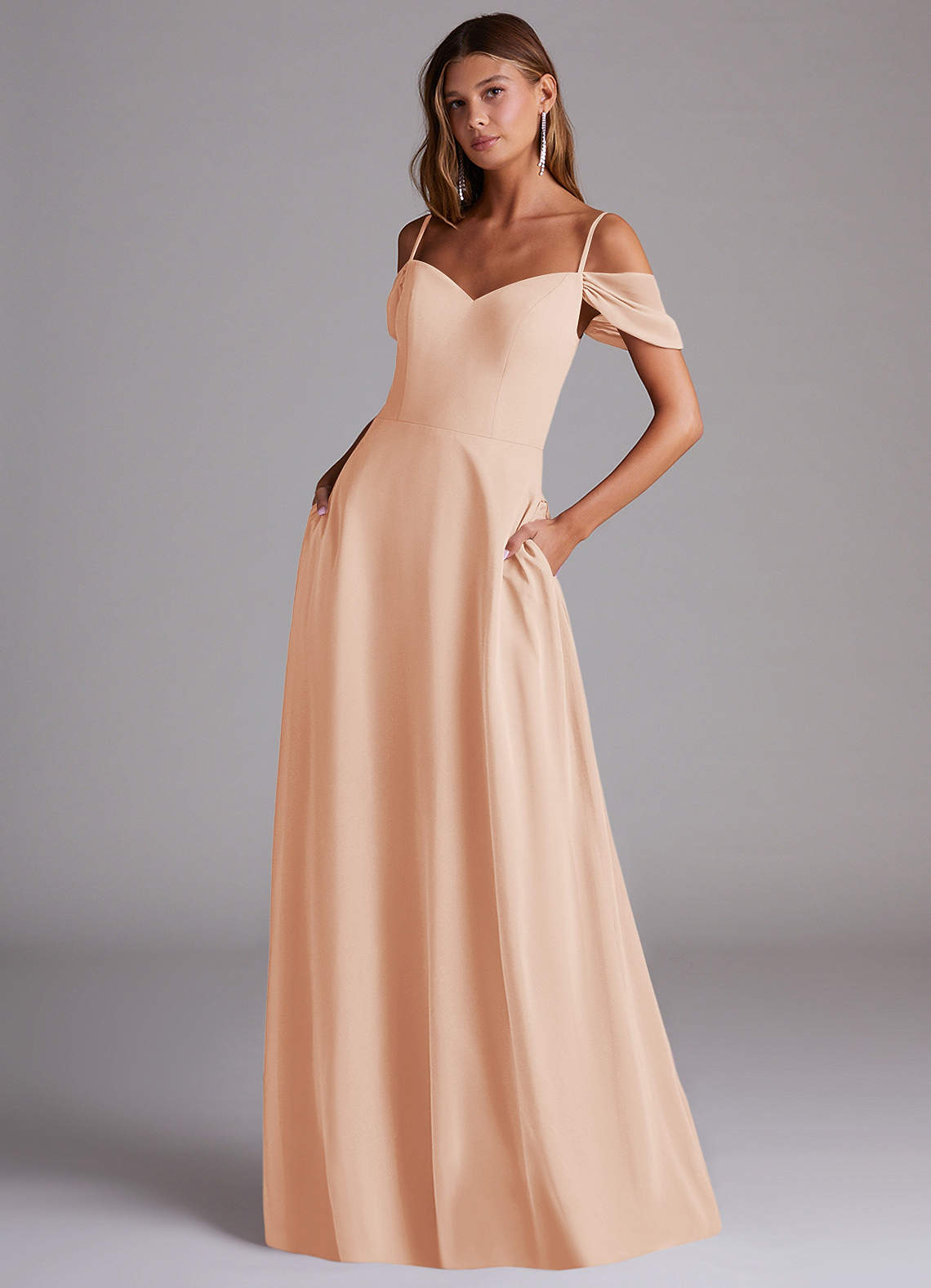 Azazie Marley Bridesmaid Dresses English Rose A-Line Off the Shoulder Chiffon Convertible Dress image1