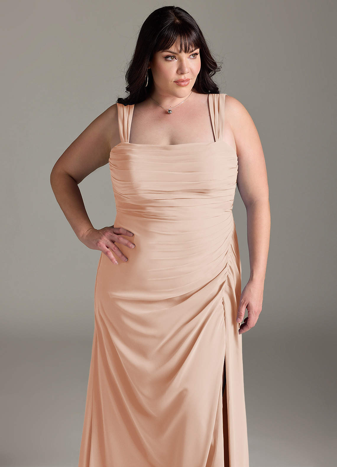Azazie Jesaphine Bridesmaid Dresses English Rose Sheath Bow Chiffon Dress image12