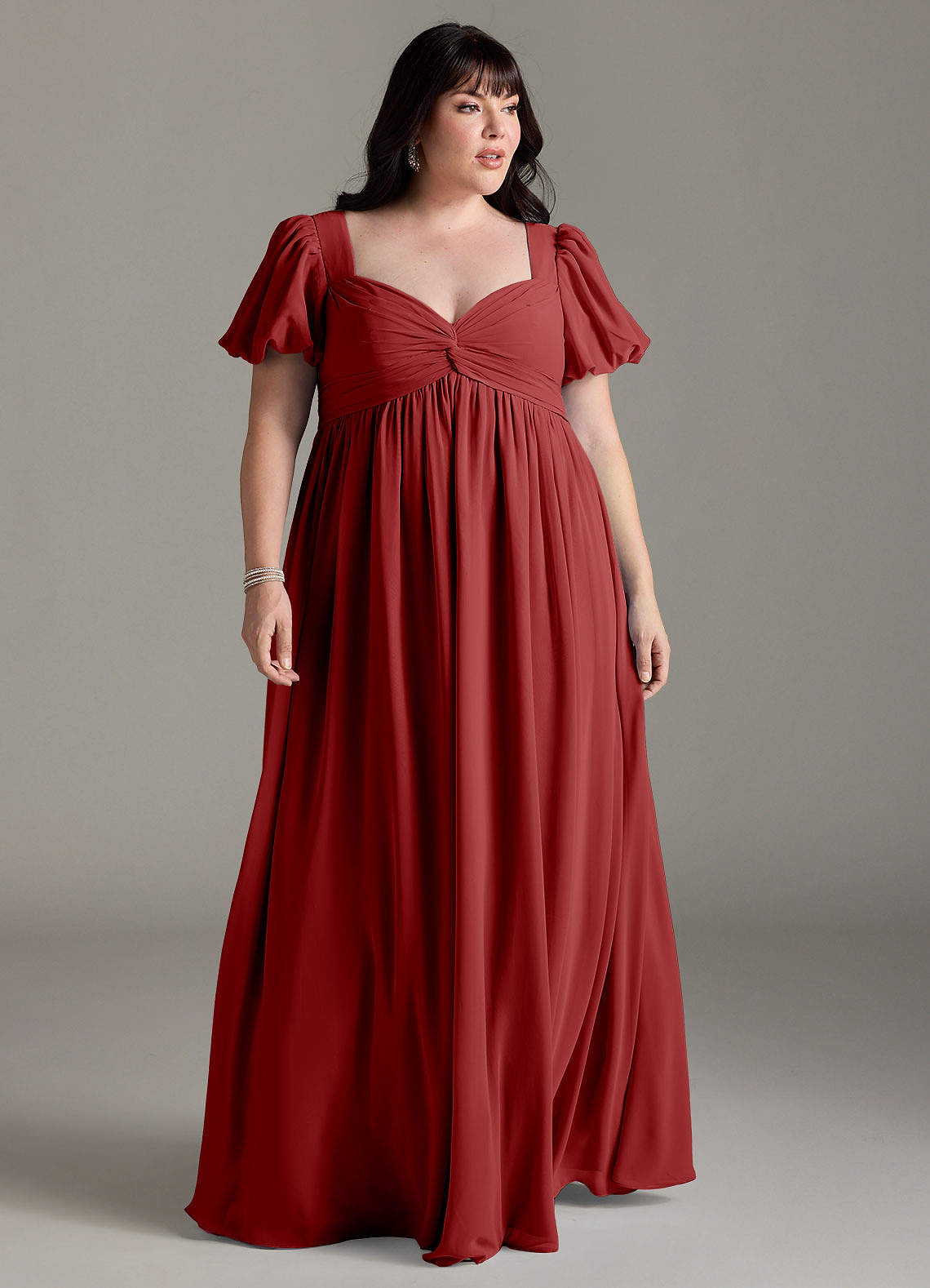 Azazie Madisynn Maternity Bridesmaid Dresses Bow Chiffon Floor-Length Dress image1