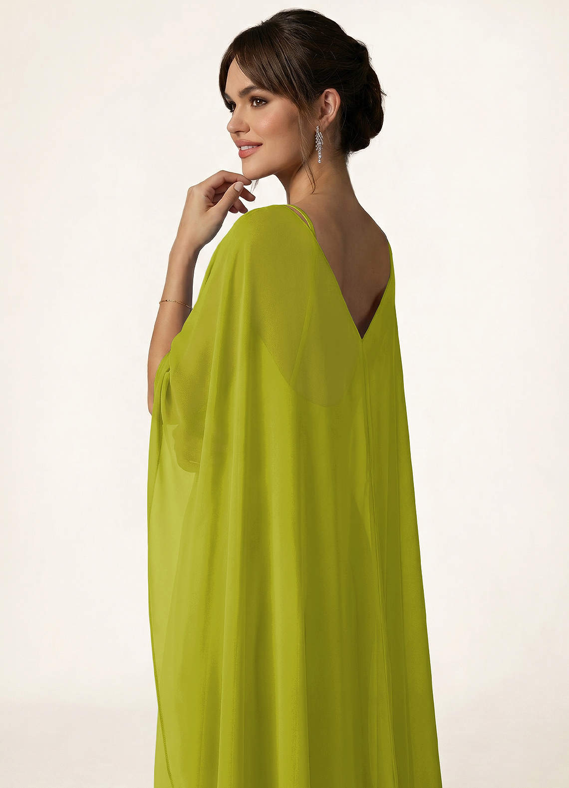 front Azazie Knot-Front Chiffon Long Cape
