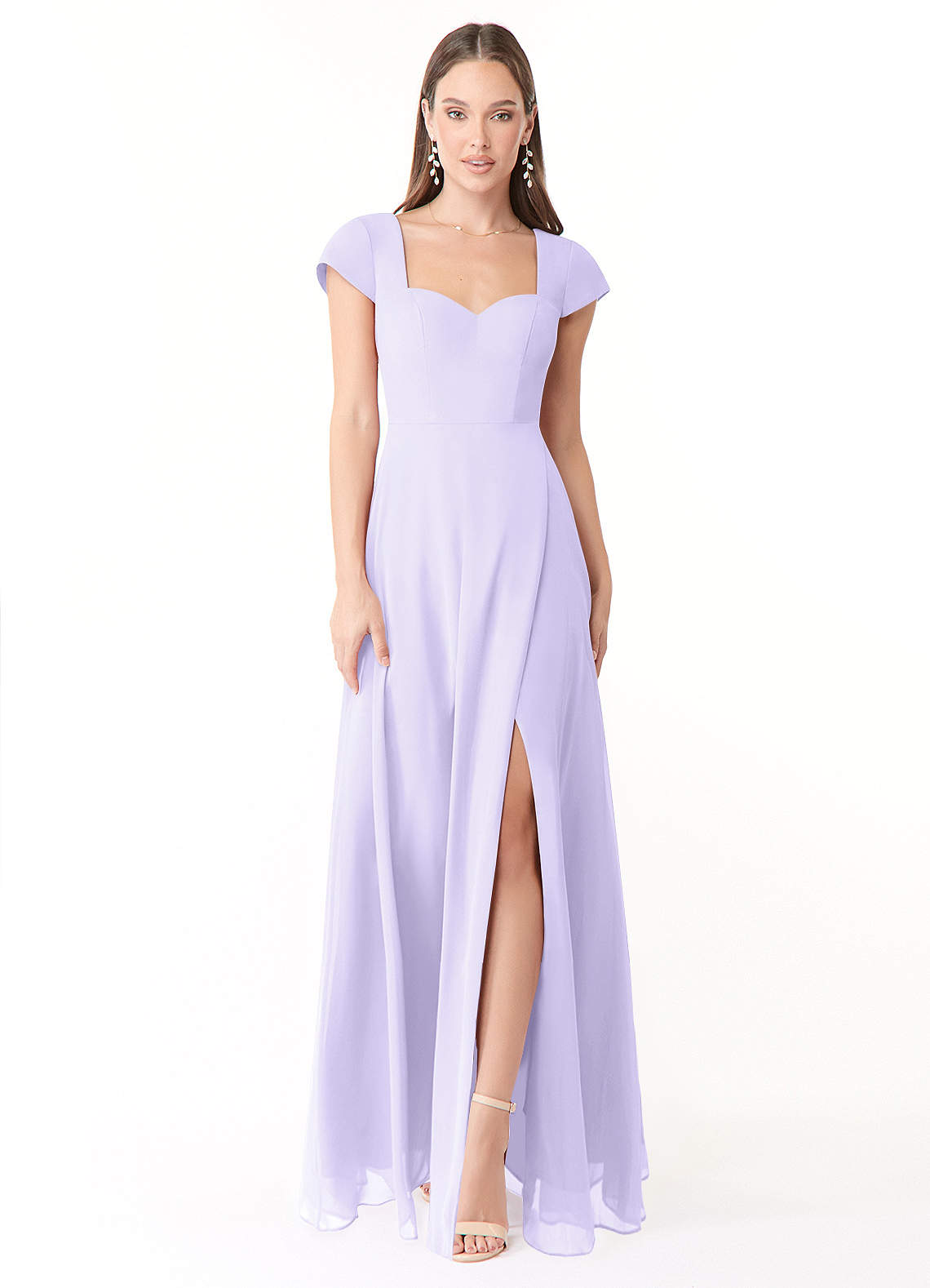 Azazie Hainsly Bridesmaid Dresses Lilac A-Line Sweetheart Neckline Chiffon Dress image1