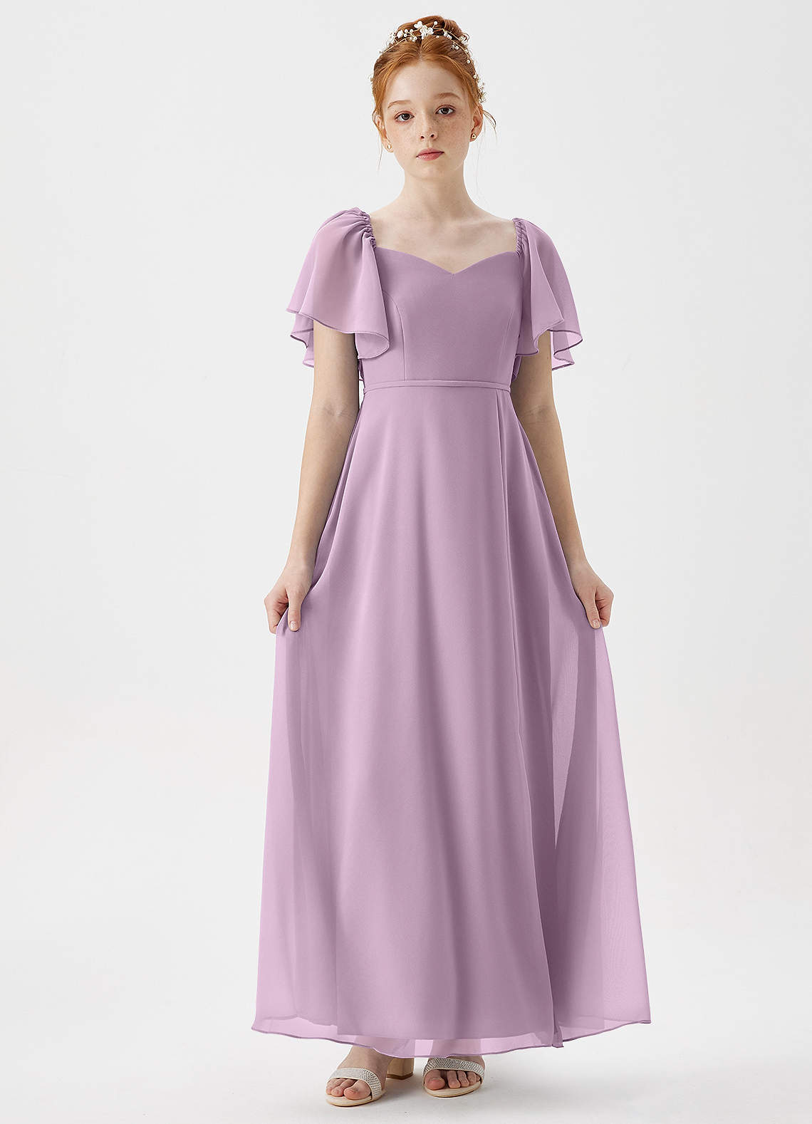 Azazie Chloe Junior Wisteria A-Line Sweetheart Neckline Chiffon Dress image1