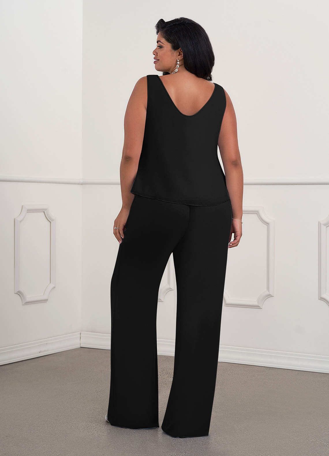 Azazie Maura Mother of the Bride Dresses Black Jumpsuit/Pantsuit Sequins Chiffon Dress image10
