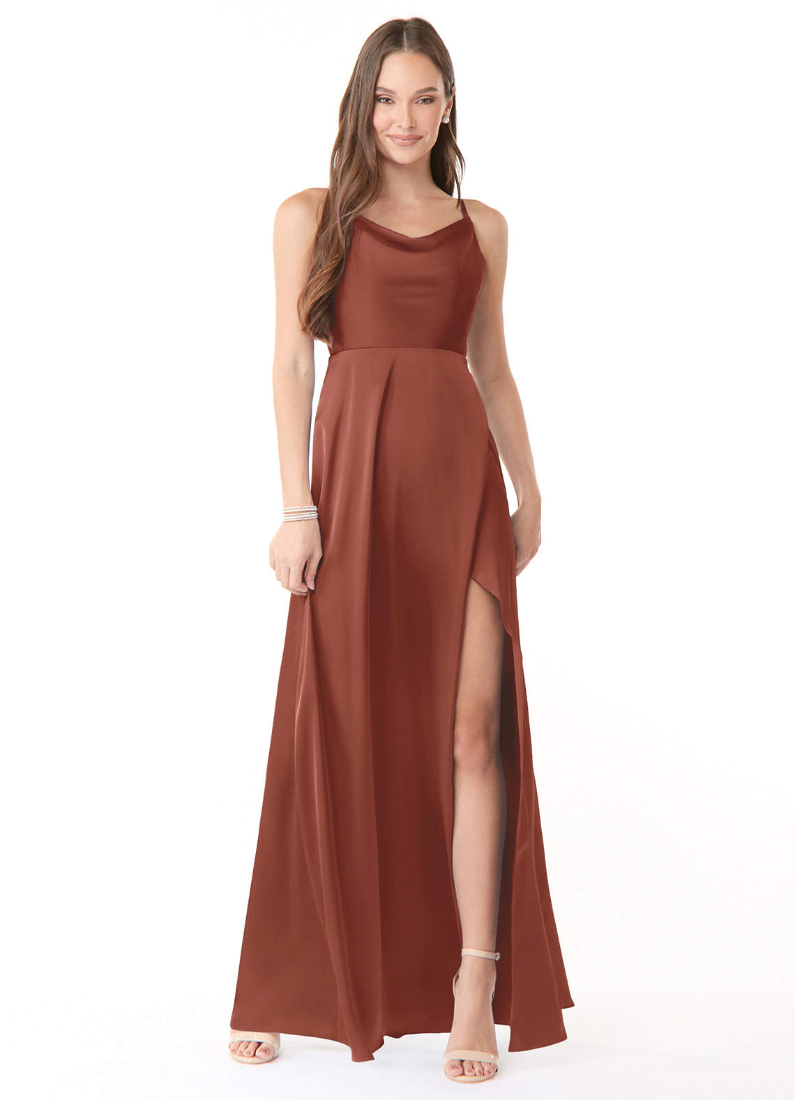 auburn color bridesmaid dresses Azazie Soren