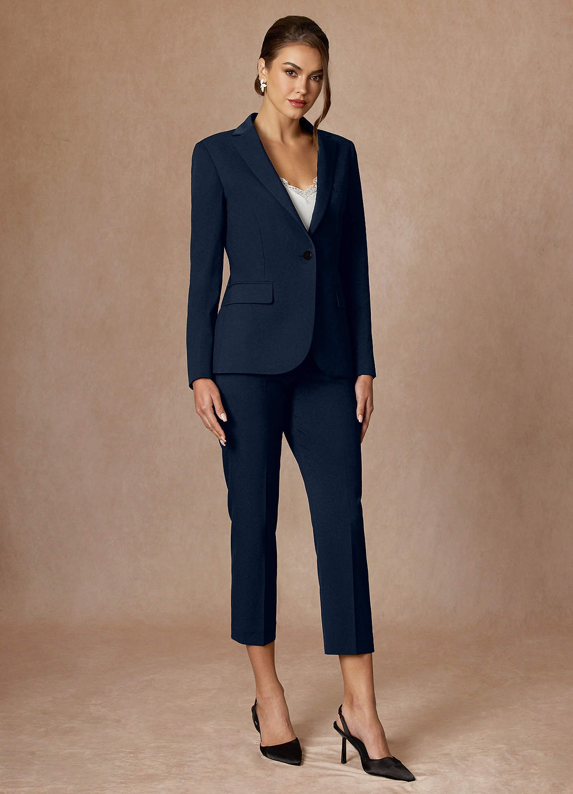 front Kennedy Dark Navy Structured Stretch Dress Pants